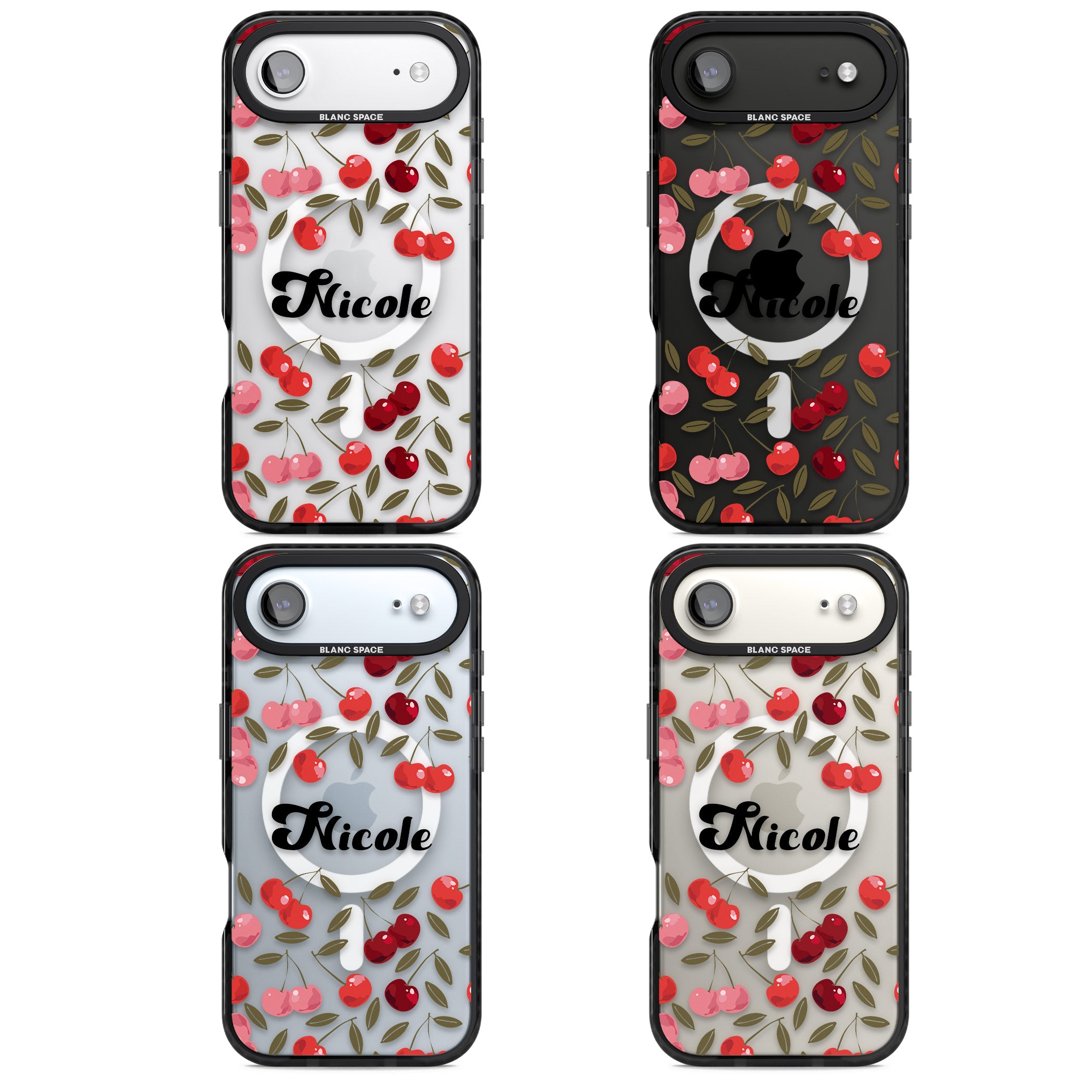 Personalised Cherry Pattern iPhone 17 Air Impact Pro Black Phone Case APT Impact Protection