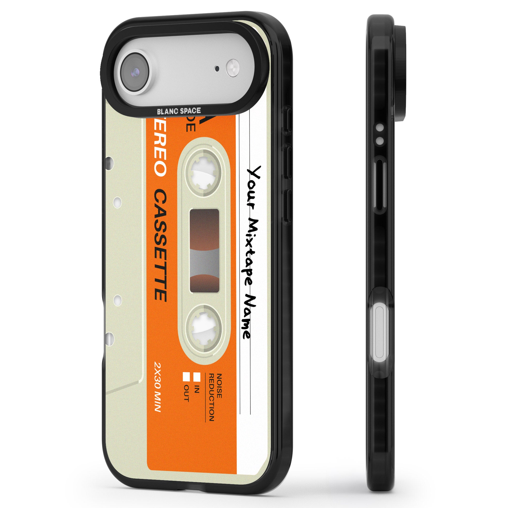 Personalised Retro Cassette Classic iPhone 17 Air Impact Pro Black Phone Case Side Profile