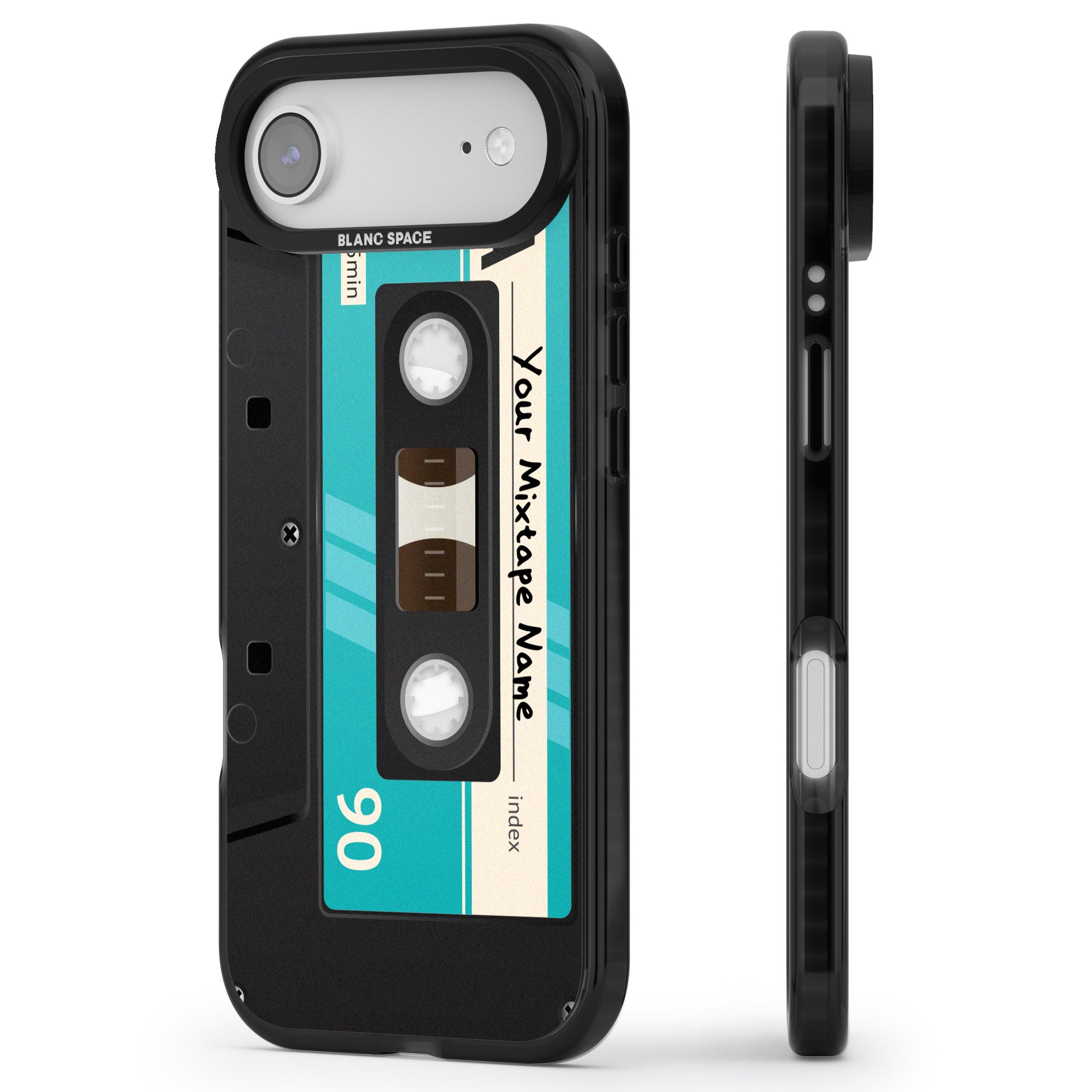 Personalised Retro Mixtape Dark iPhone 17 Air Impact Pro Black Phone Case Side Profile