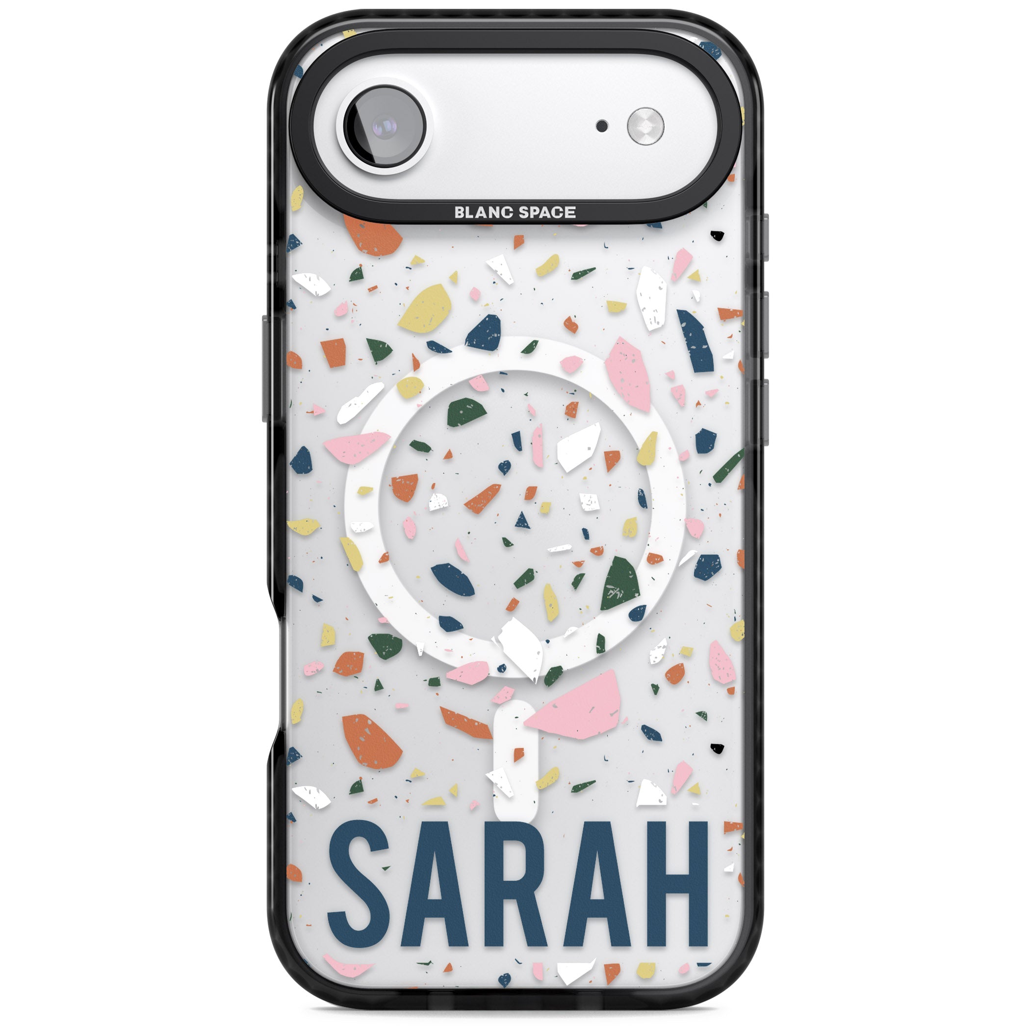 Personalised Terrazzo iPhone 17 Air Impact Pro Black Phone Case