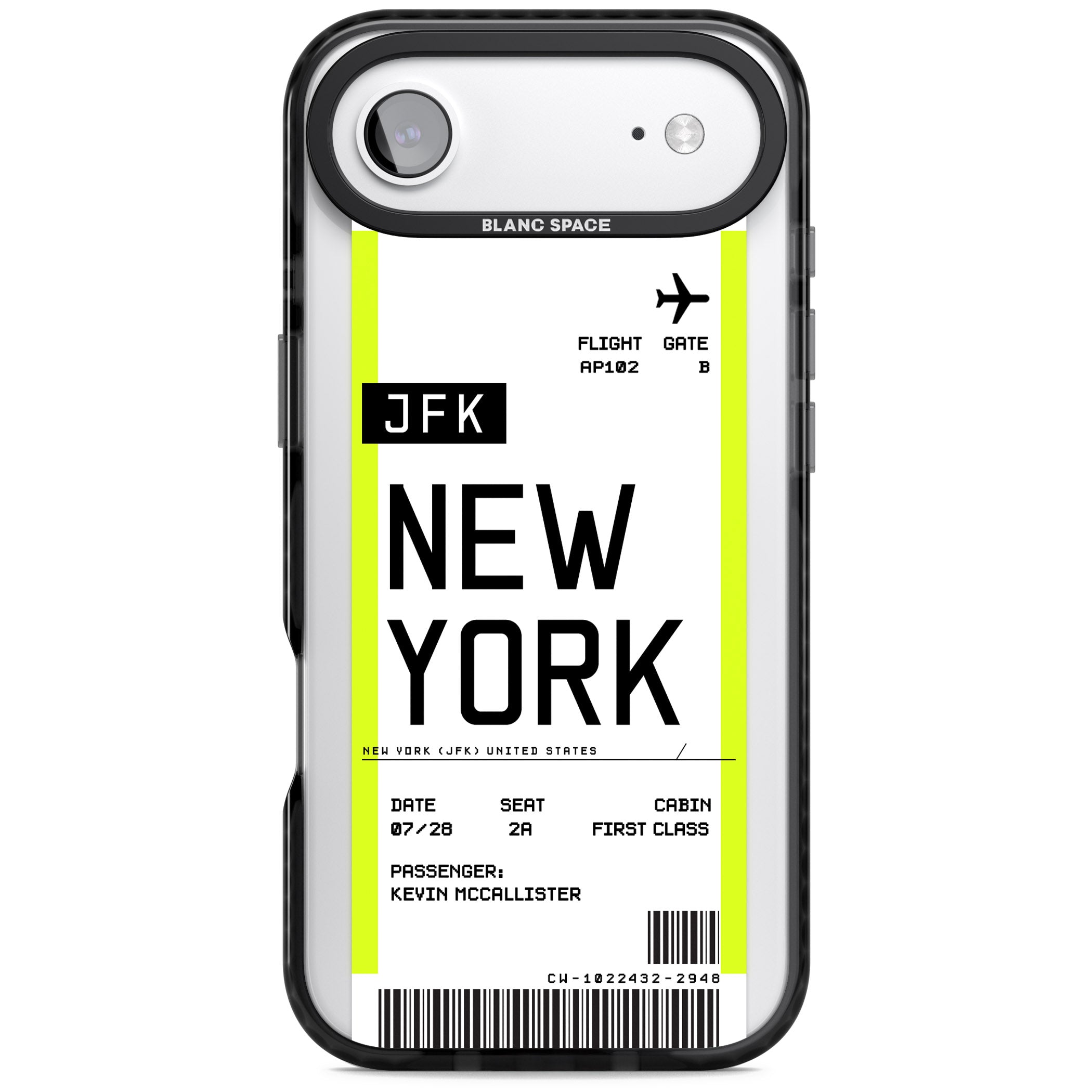Personalised New York Boarding Pass iPhone 17 Air Impact Pro Black Phone Case