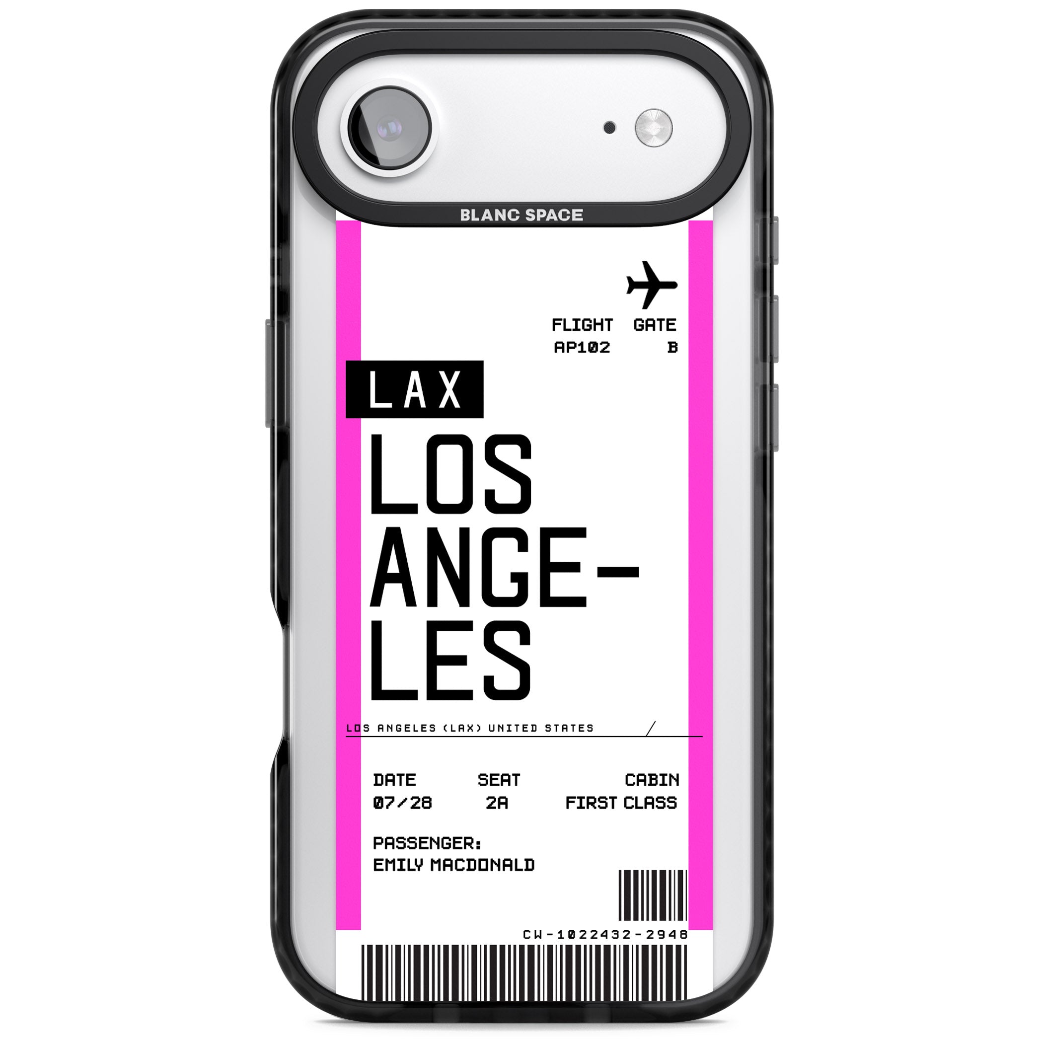 Personalised Los Angeles Boarding Pass iPhone 17 Air Impact Pro Black Phone Case