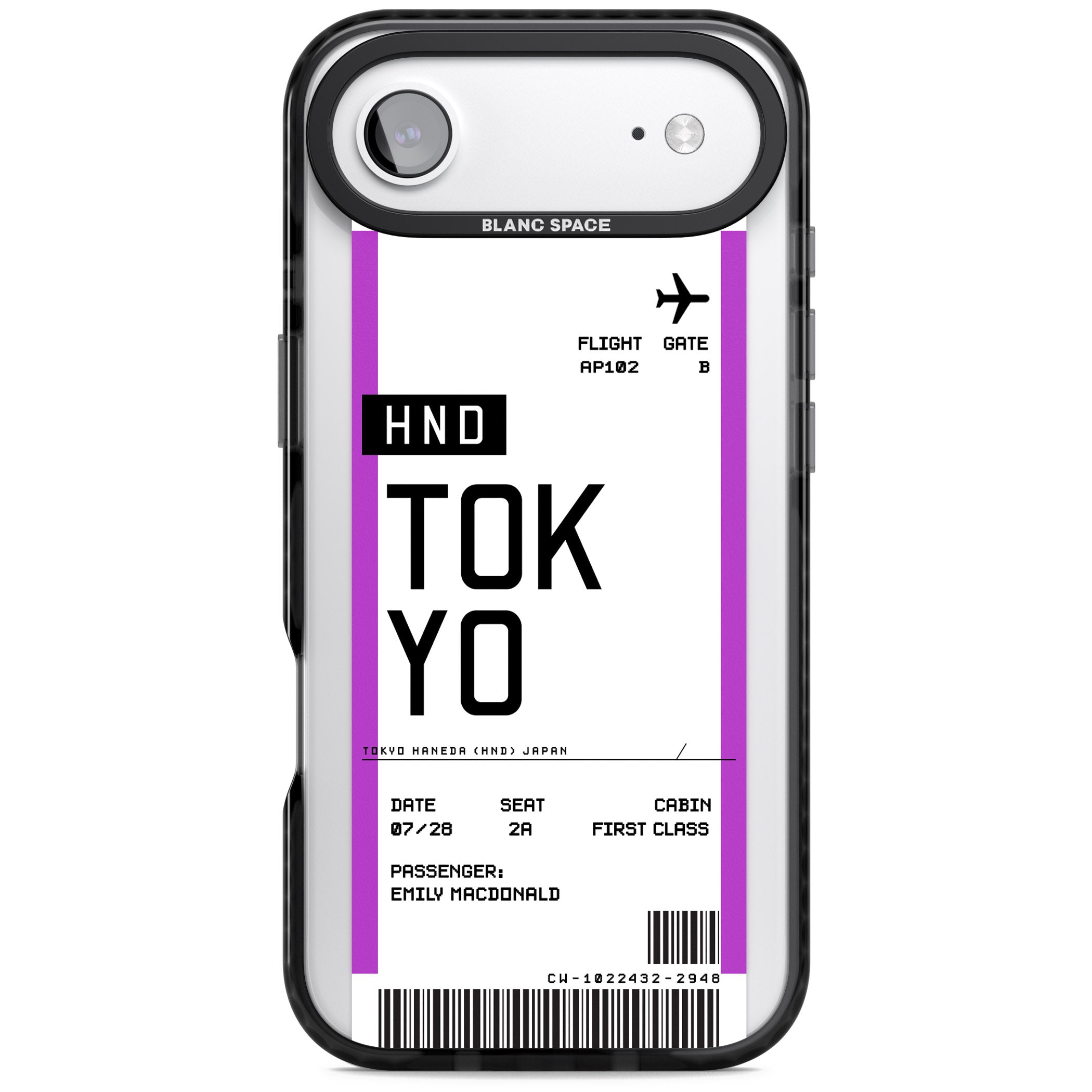 Personalised Tokyo Boarding Pass iPhone 17 Air Impact Pro Black Phone Case