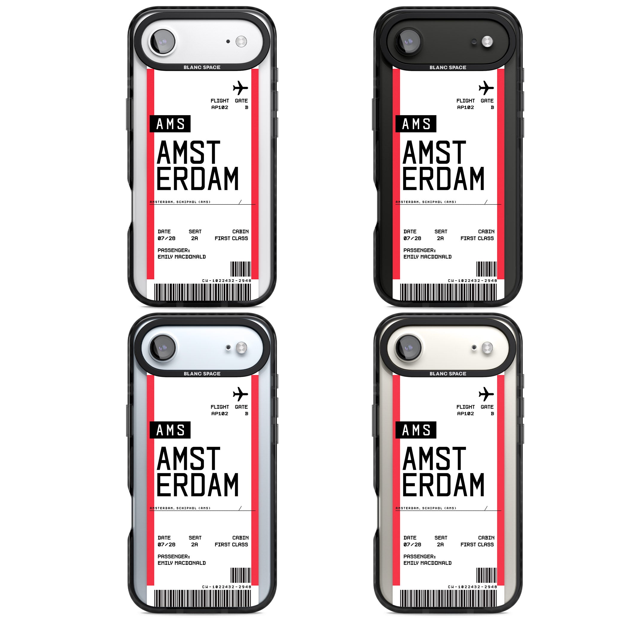 Personalised Amsterdam Boarding Pass iPhone 17 Air Impact Pro Black Phone Case APT Impact Protection