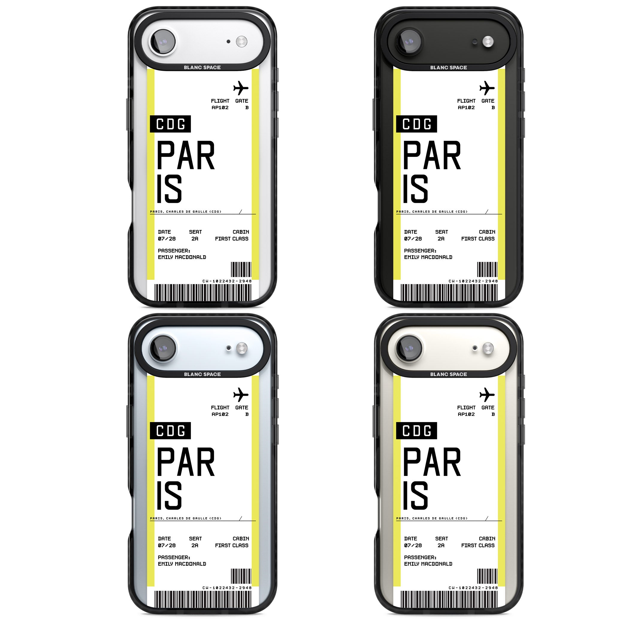 Personalised Paris Boarding Pass iPhone 17 Air Impact Pro Black Phone Case APT Impact Protection