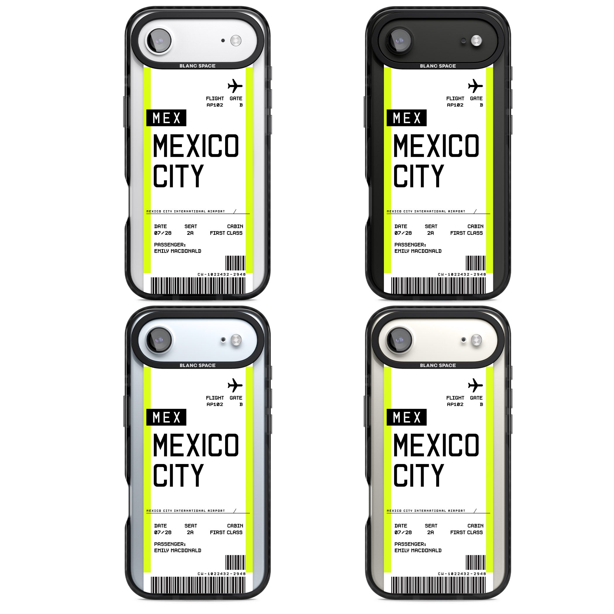 Personalised Mexico City Boarding Pass iPhone 17 Air Impact Pro Black Phone Case APT Impact Protection