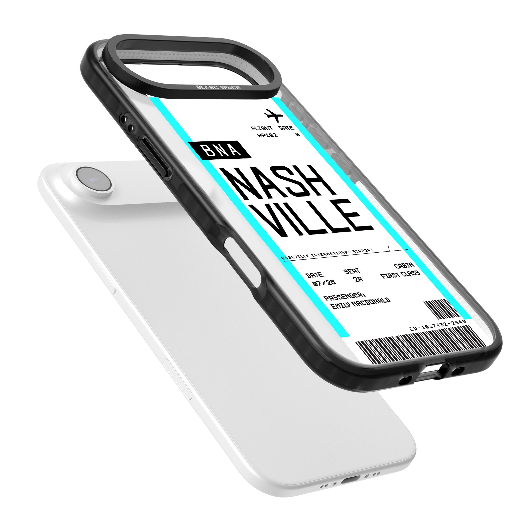 Personalised Nashville Boarding Pass iPhone 17 Air Impact Pro Black Phone Case Colours