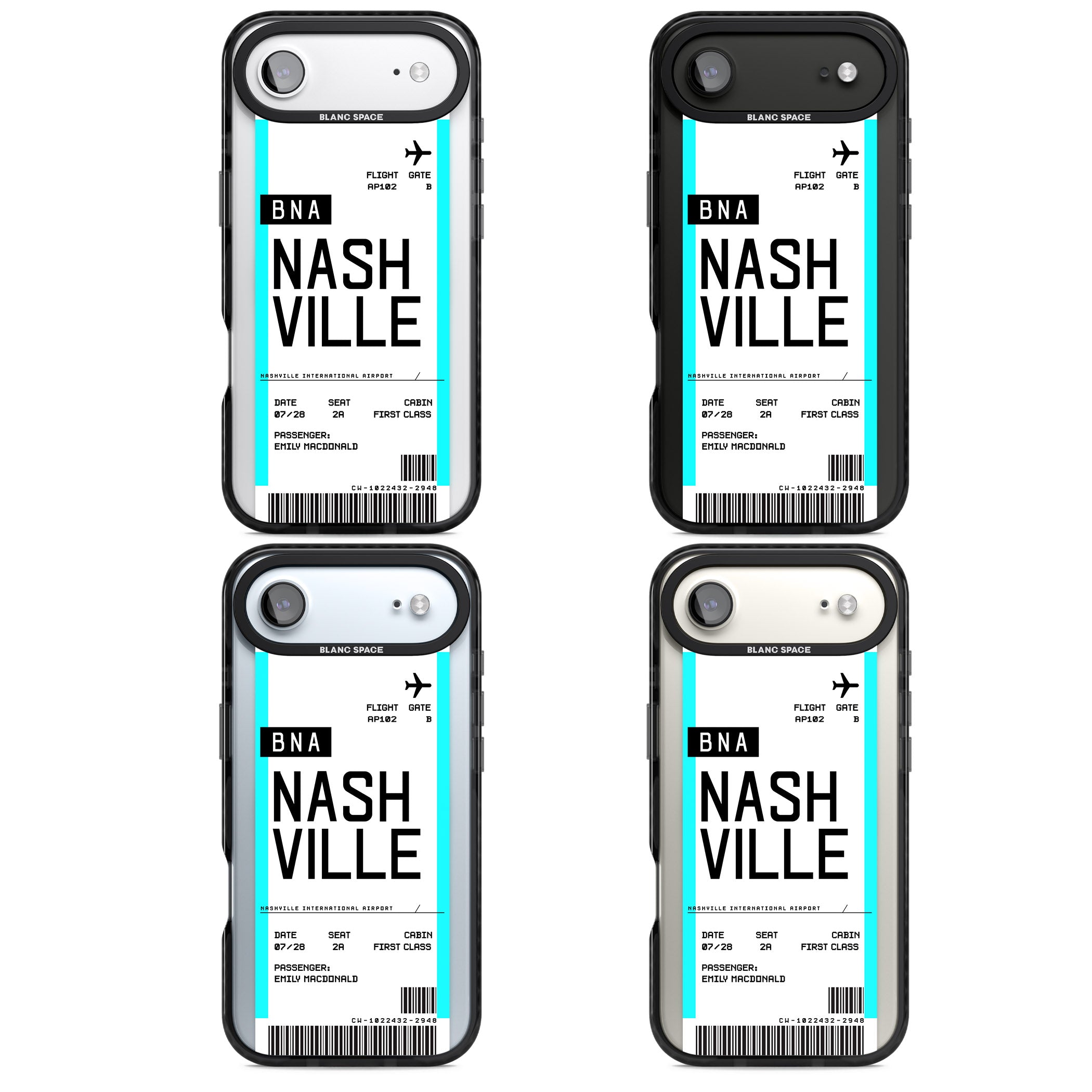 Personalised Nashville Boarding Pass iPhone 17 Air Impact Pro Black Phone Case APT Impact Protection
