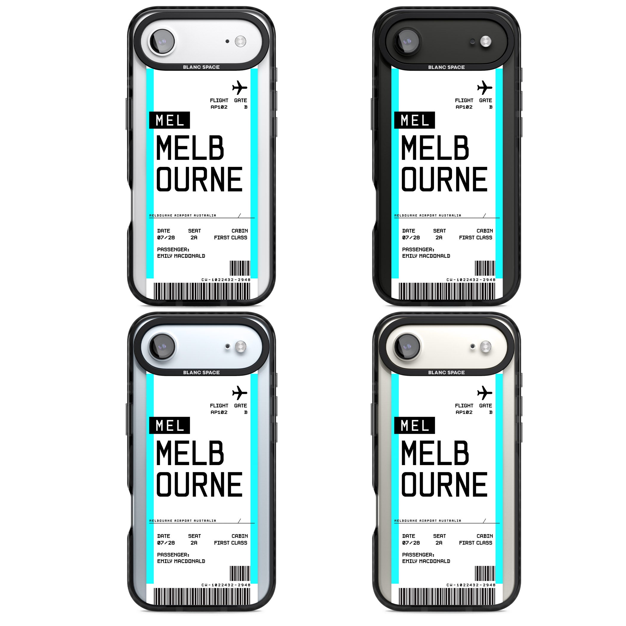 Personalised Melbourne Boarding Pass iPhone 17 Air Impact Pro Black Phone Case APT Impact Protection