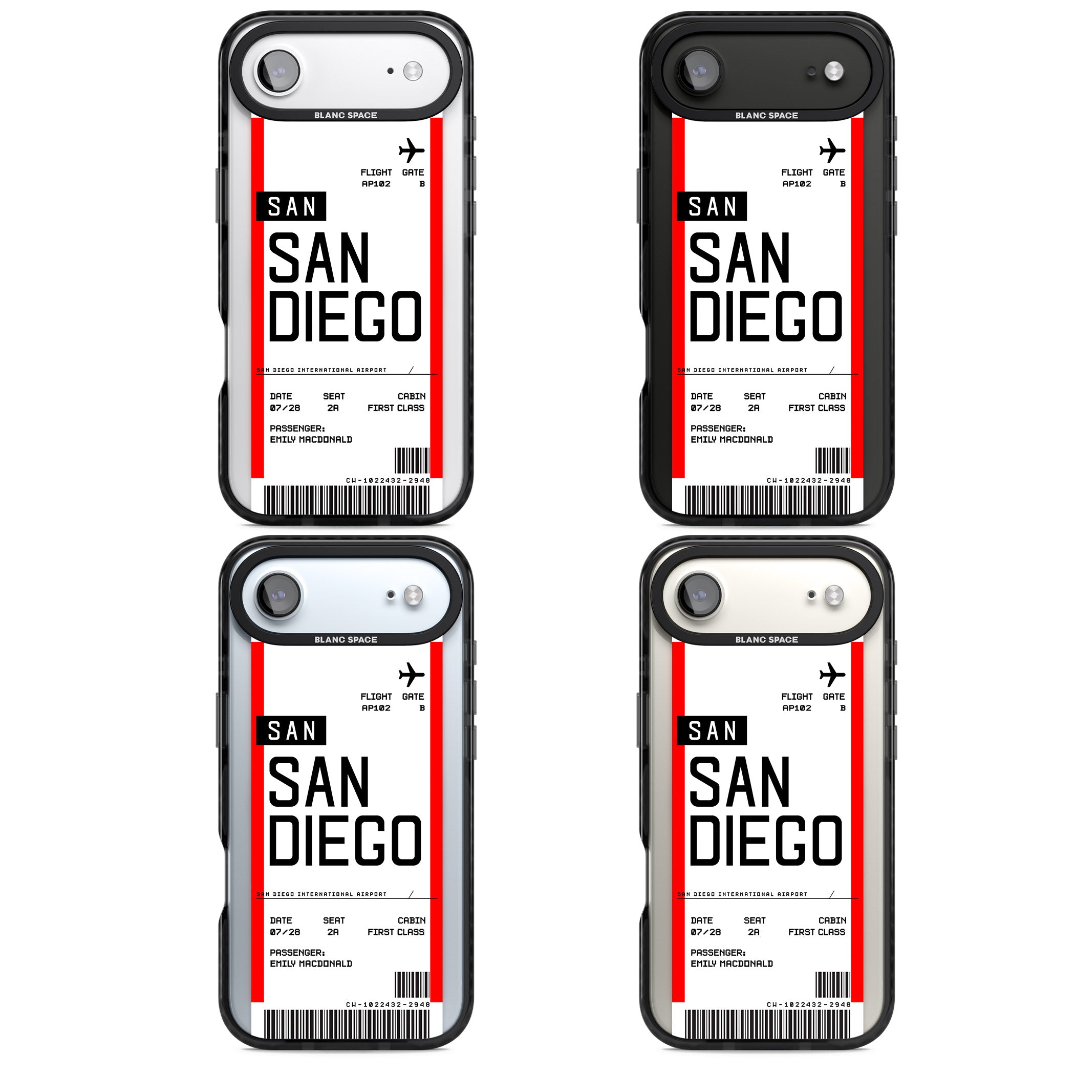 Personalised San Diego Boarding Pass iPhone 17 Air Impact Pro Black Phone Case APT Impact Protection
