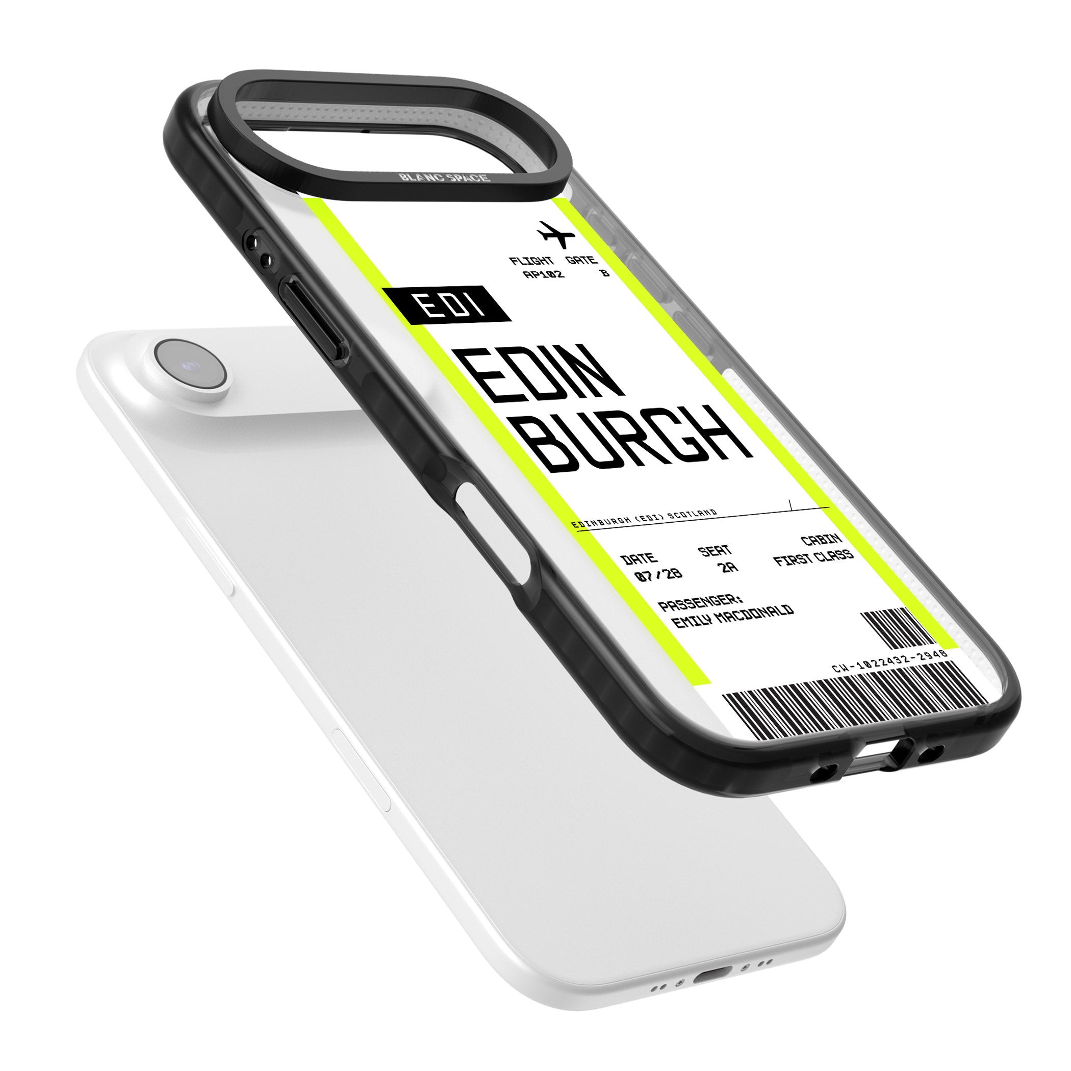 Personalised Edinburgh Boarding Pass iPhone 17 Air Impact Pro Black Phone Case Colours