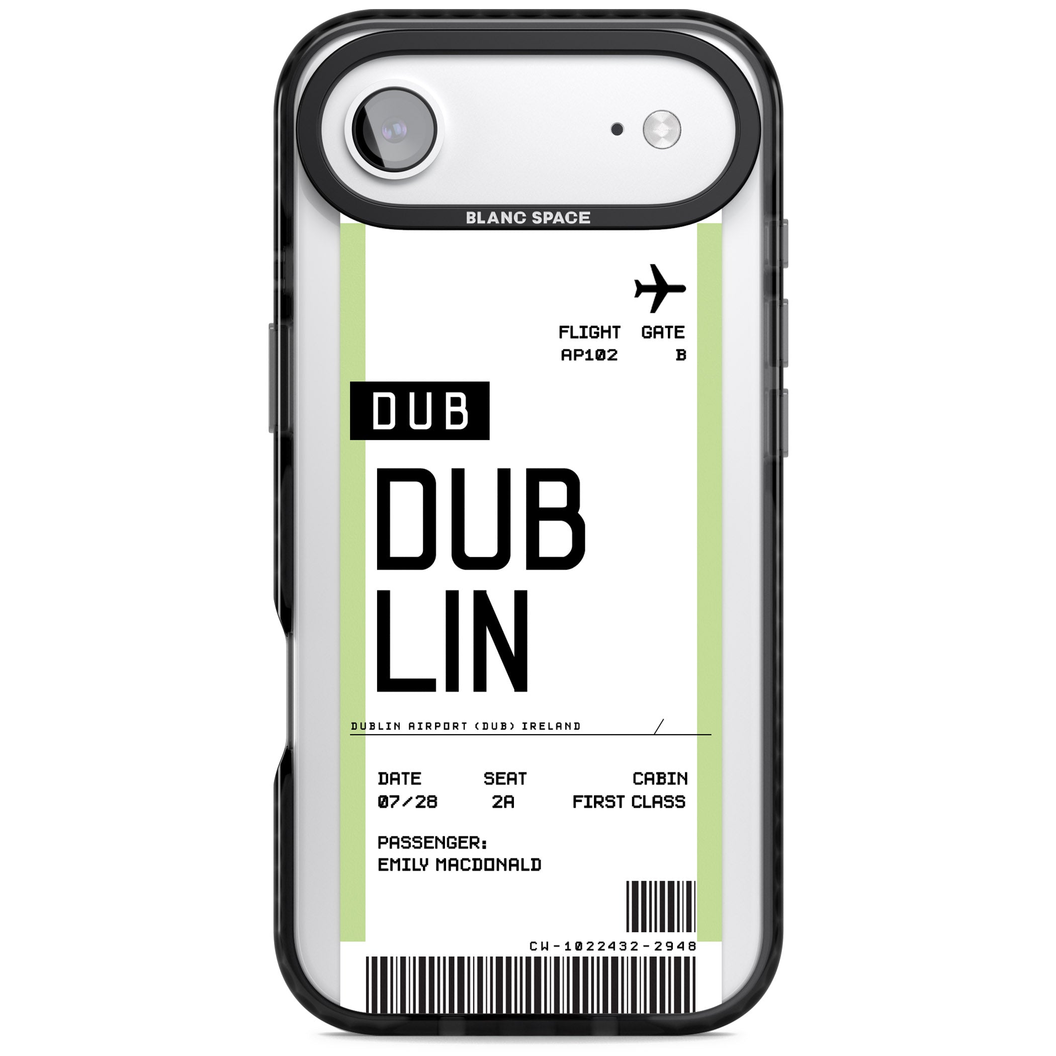 Personalised Dublin Boarding Pass iPhone 17 Air Impact Pro Black Phone Case
