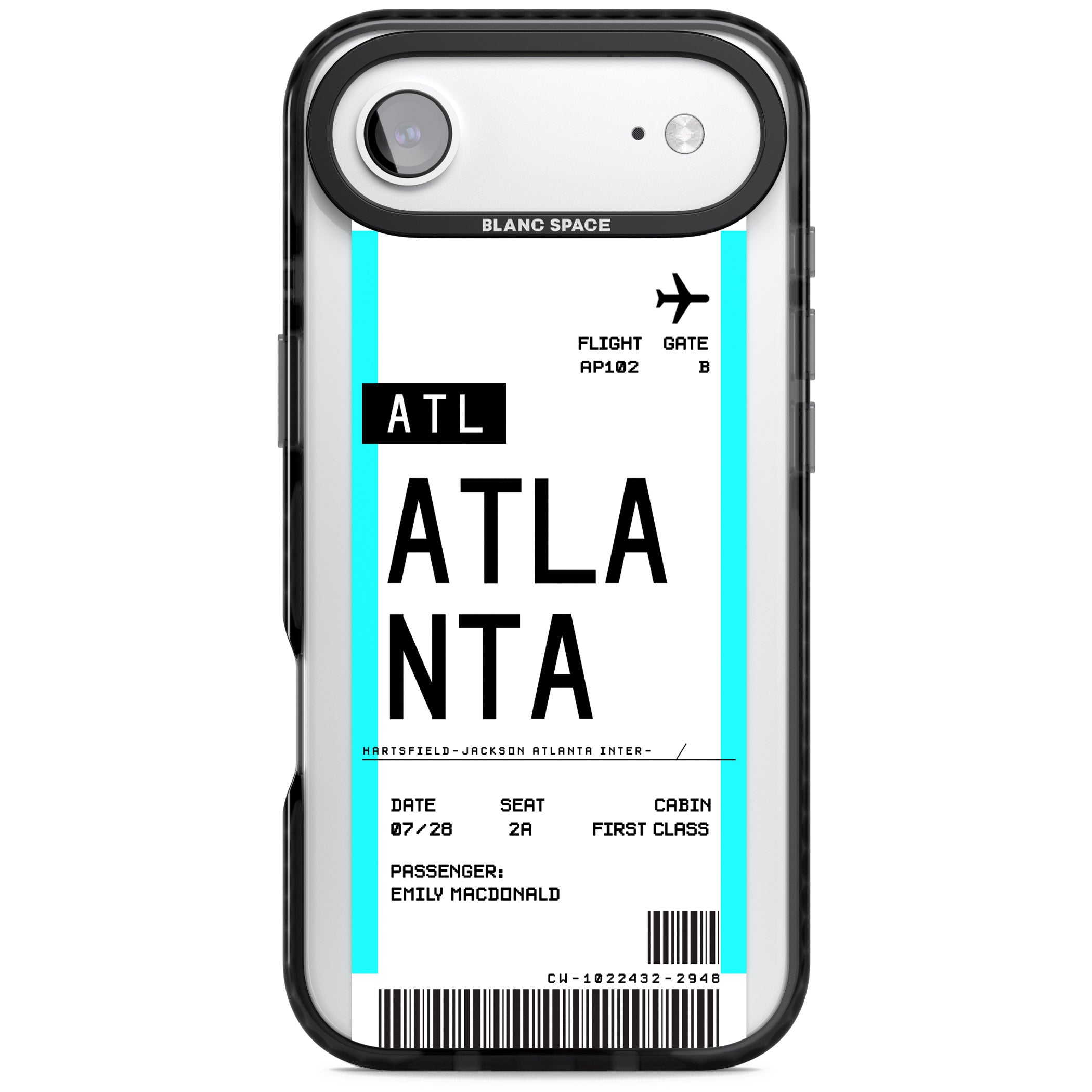 Personalised Atlanta Boarding Pass iPhone 17 Air Impact Pro Black Phone Case
