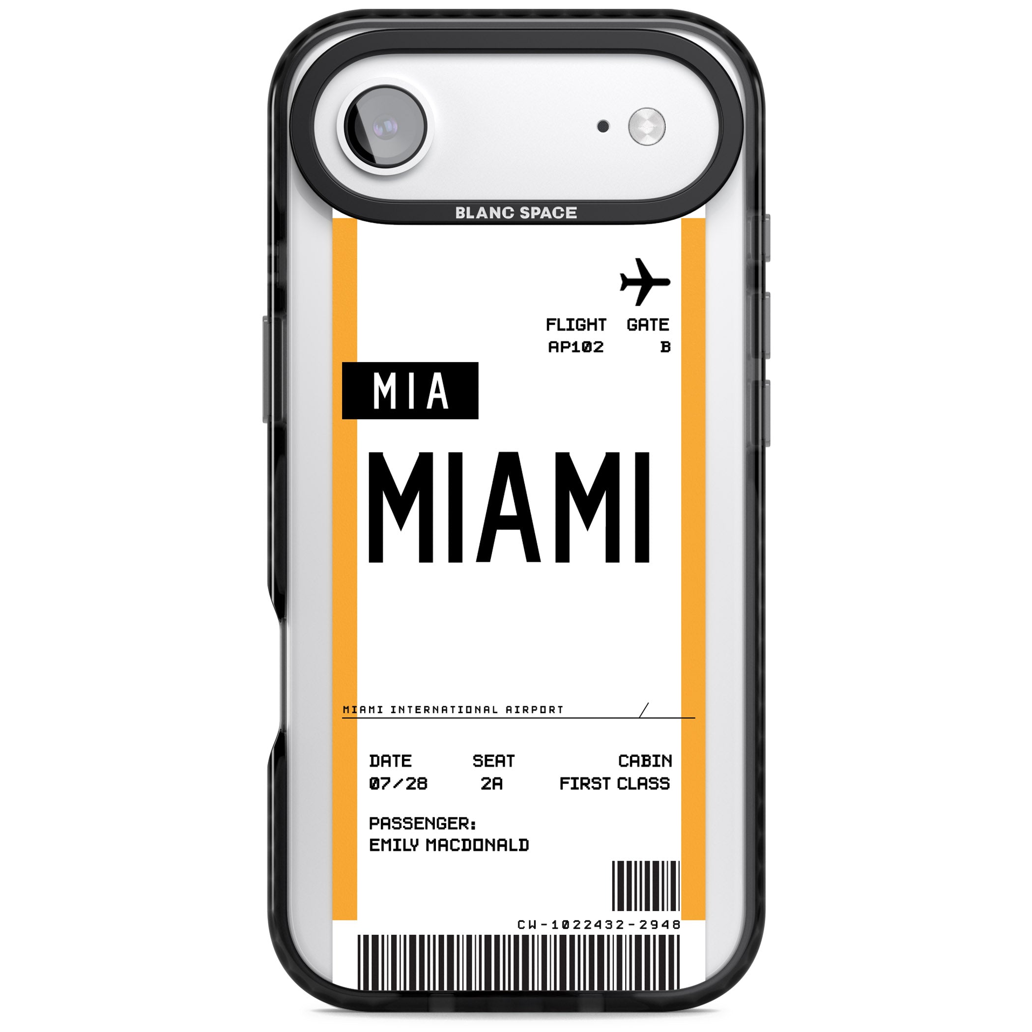 Personalised Miami Boarding Pass iPhone 17 Air Impact Pro Black Phone Case