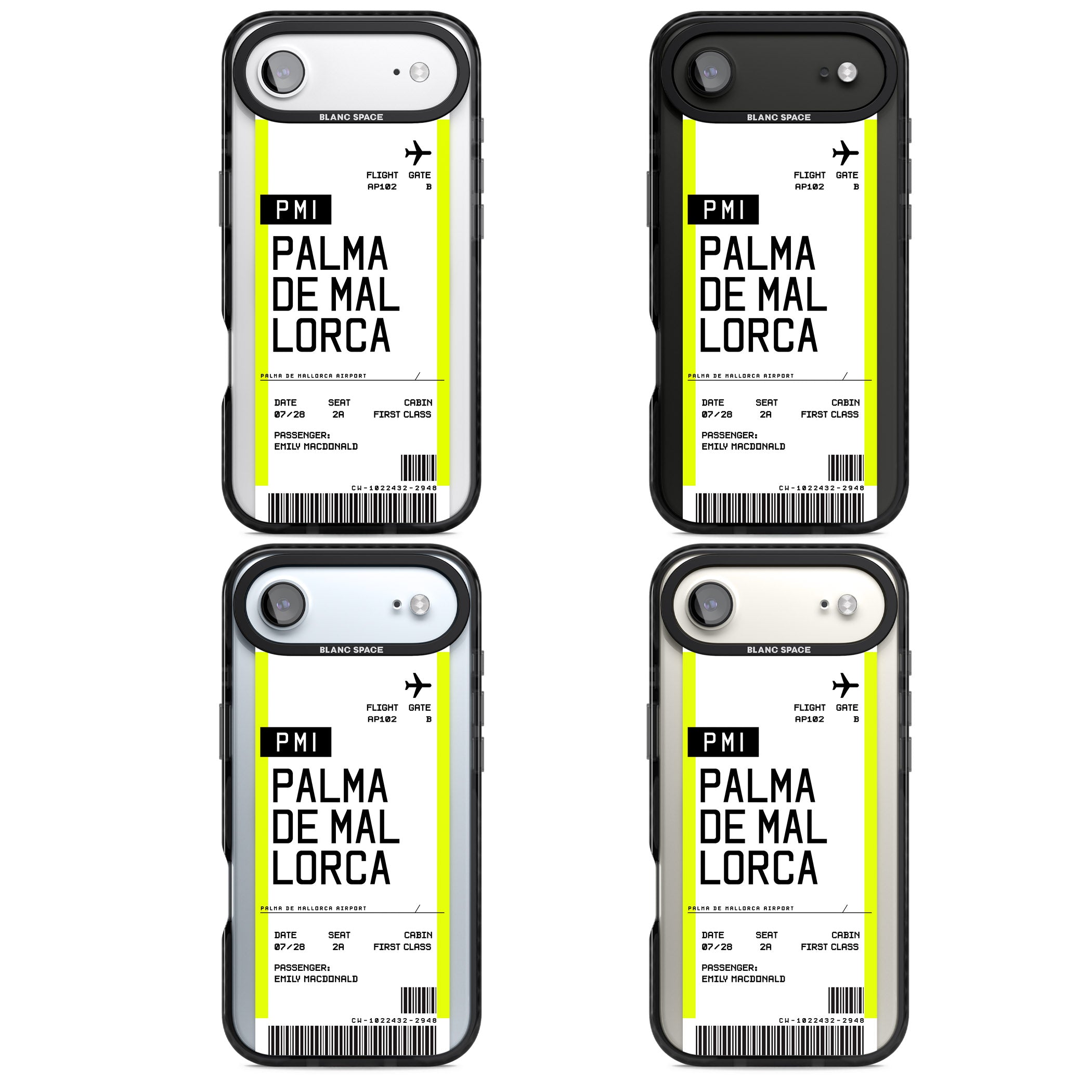 Personalised Palma De Mallorca Boarding Pass iPhone 17 Air Impact Pro Black Phone Case APT Impact Protection