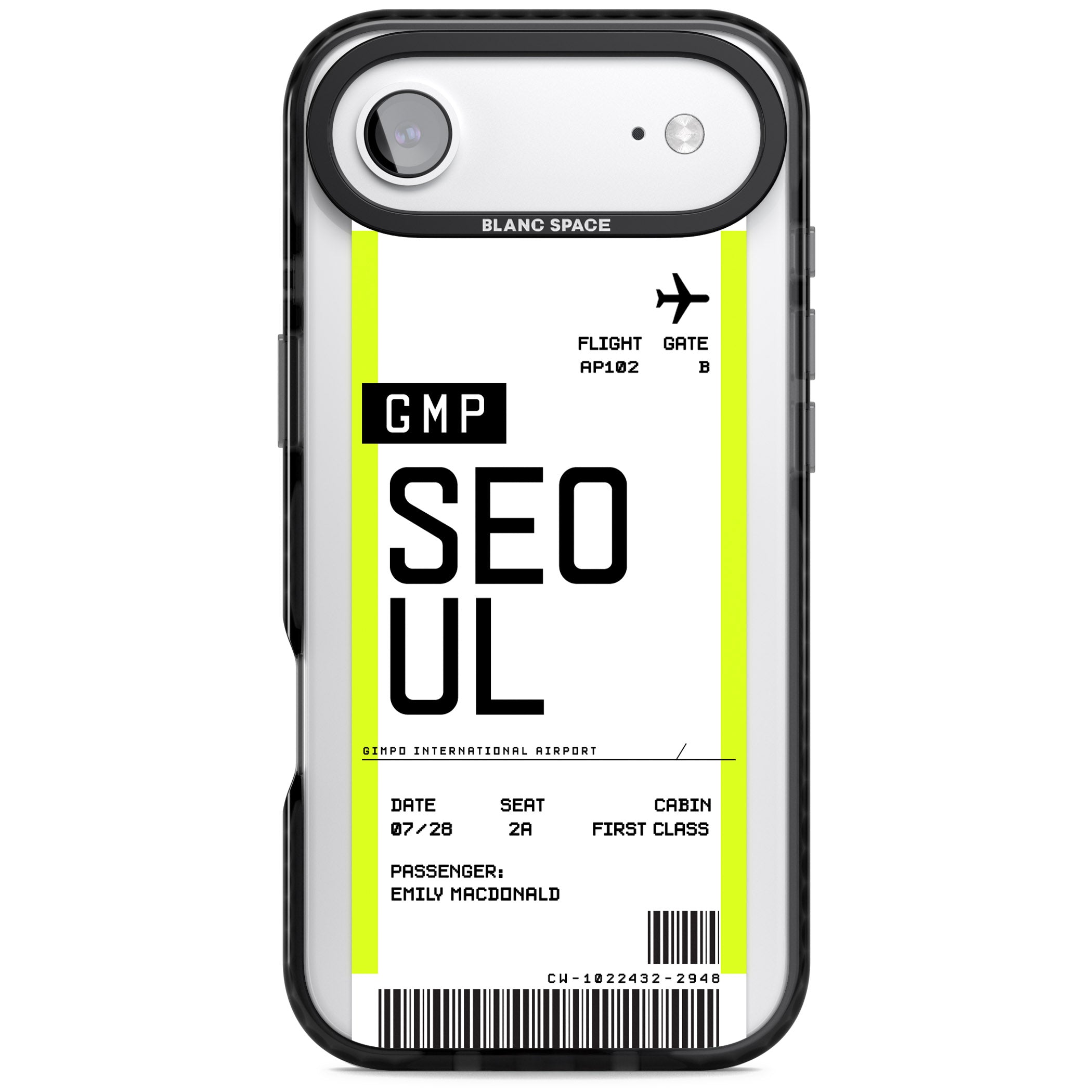 Personalised Seoul Boarding Pass iPhone 17 Air Impact Pro Black Phone Case