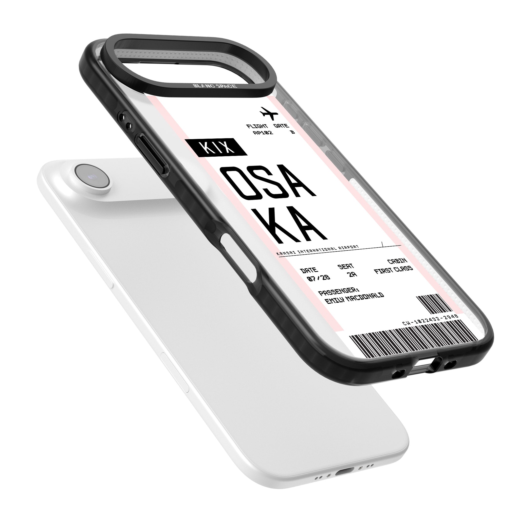 Personalised Osaka Boarding Pass iPhone 17 Air Impact Pro Black Phone Case Colours