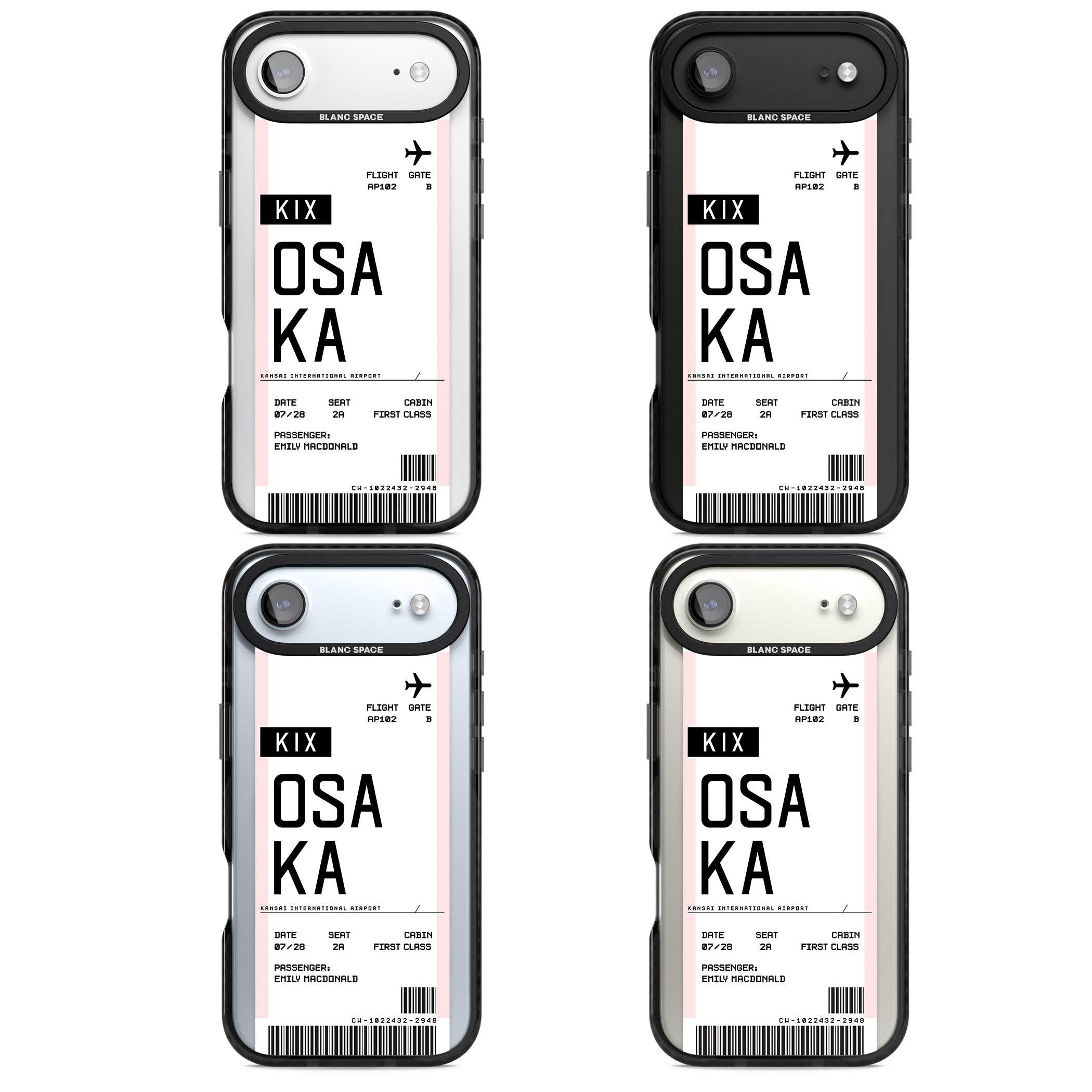 Personalised Osaka Boarding Pass iPhone 17 Air Impact Pro Black Phone Case APT Impact Protection