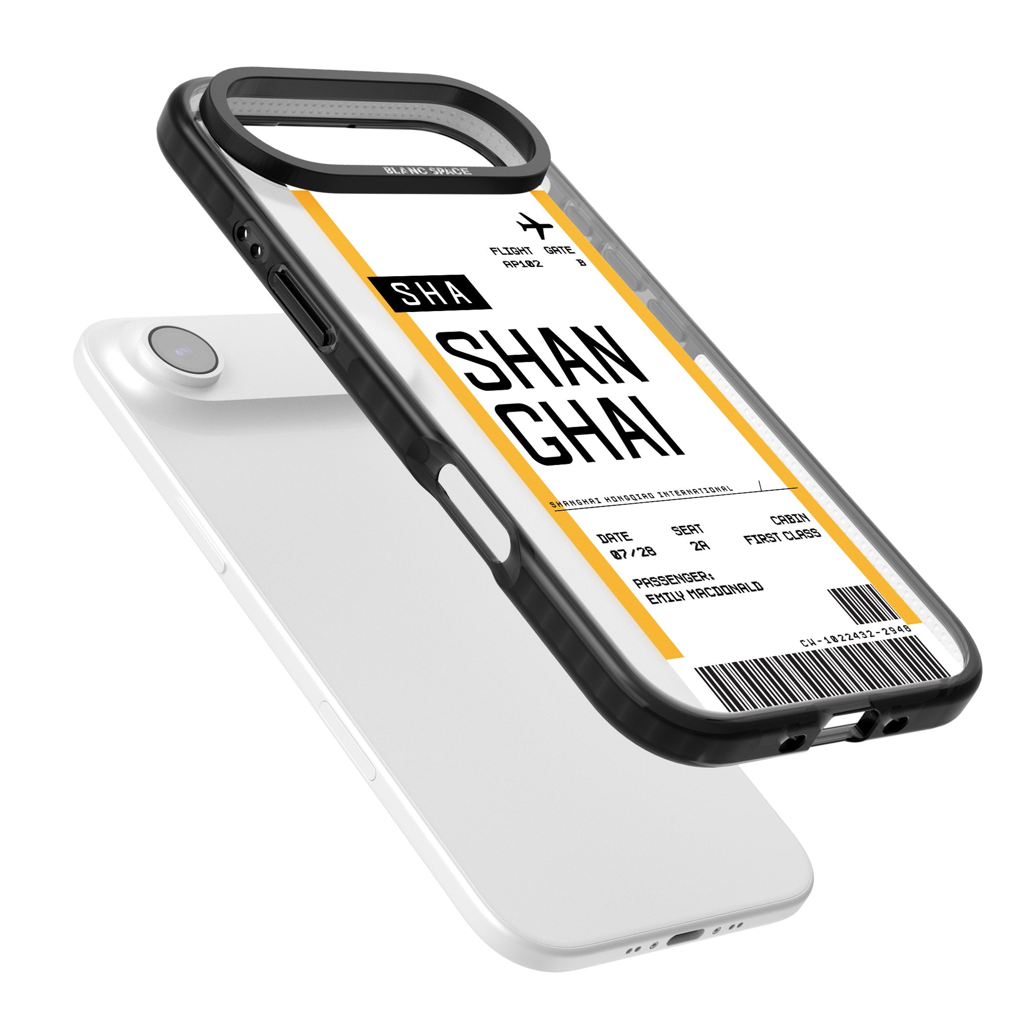 Personalised Shanghai Boarding Pass iPhone 17 Air Impact Pro Black Phone Case Colours