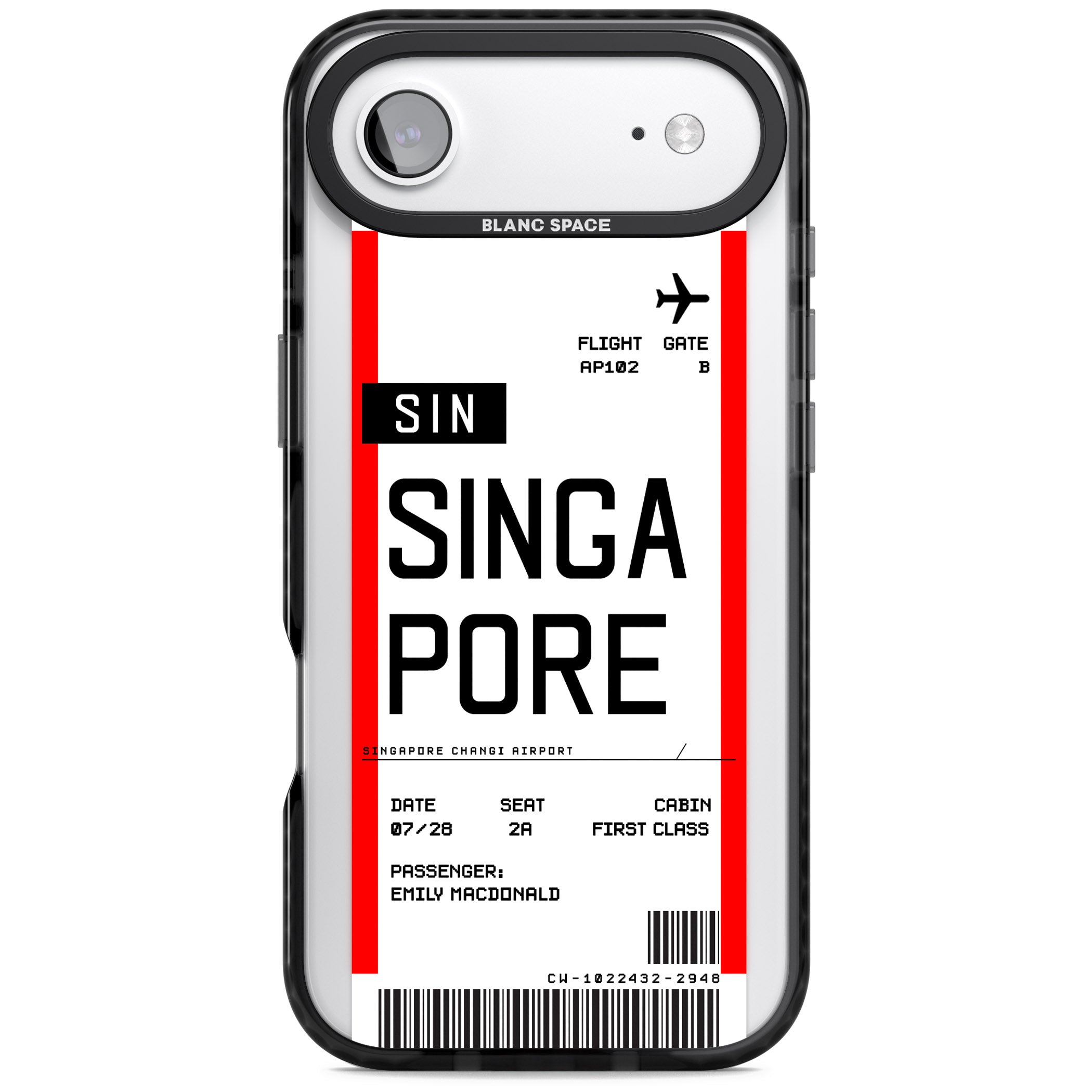 Personalised Singapore Boarding Pass iPhone 17 Air Impact Pro Black Phone Case