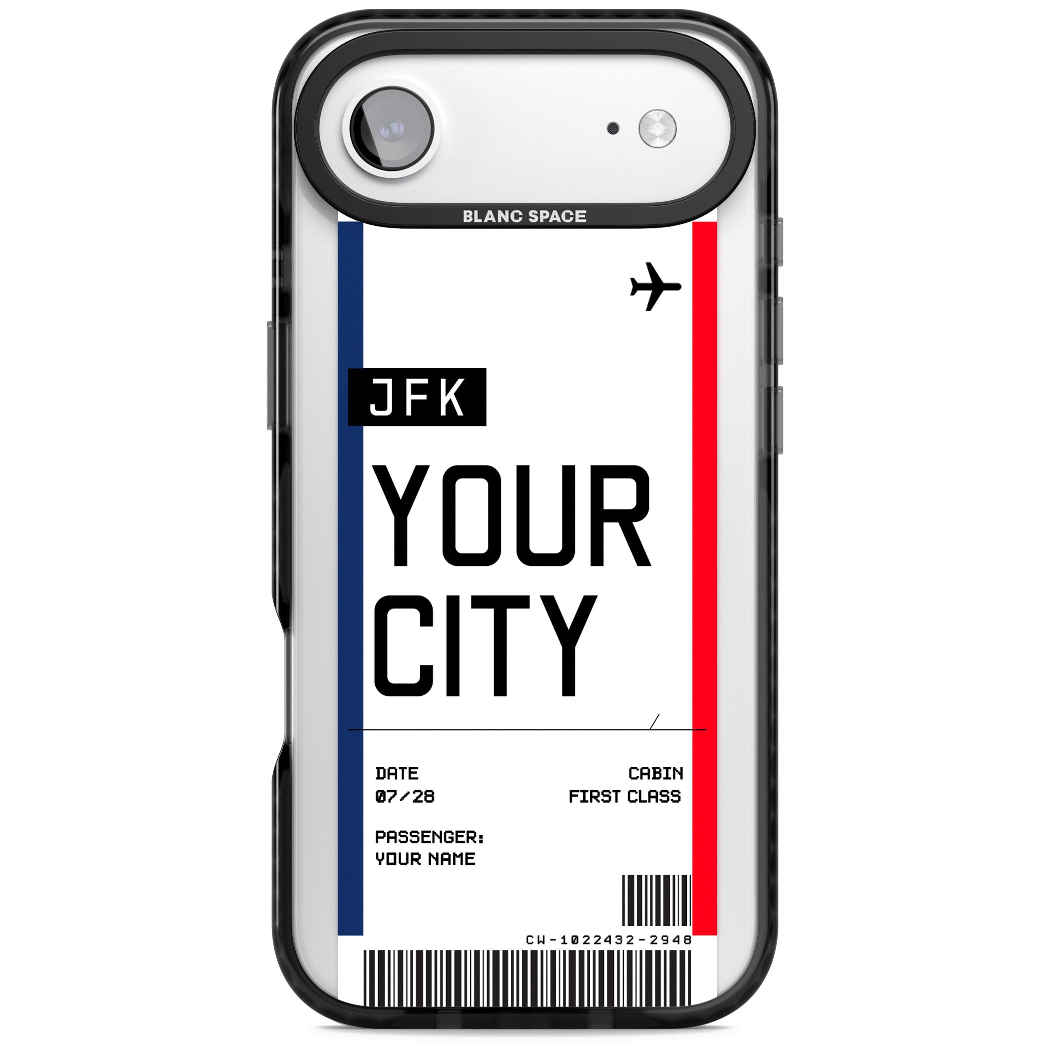 Personalised Create Your Own Boarding Pass Ticket iPhone 17 Air Impact Pro Black Phone Case