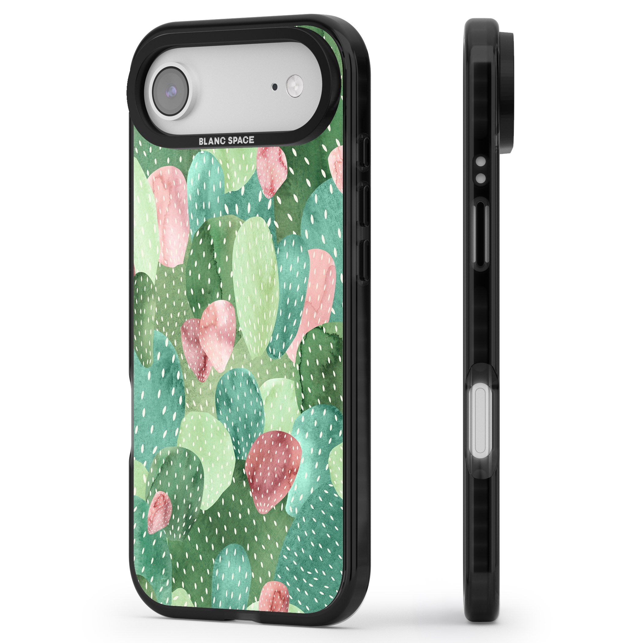 Cactus Charm iPhone 17 Air Impact Pro Black Phone Case Side Profile