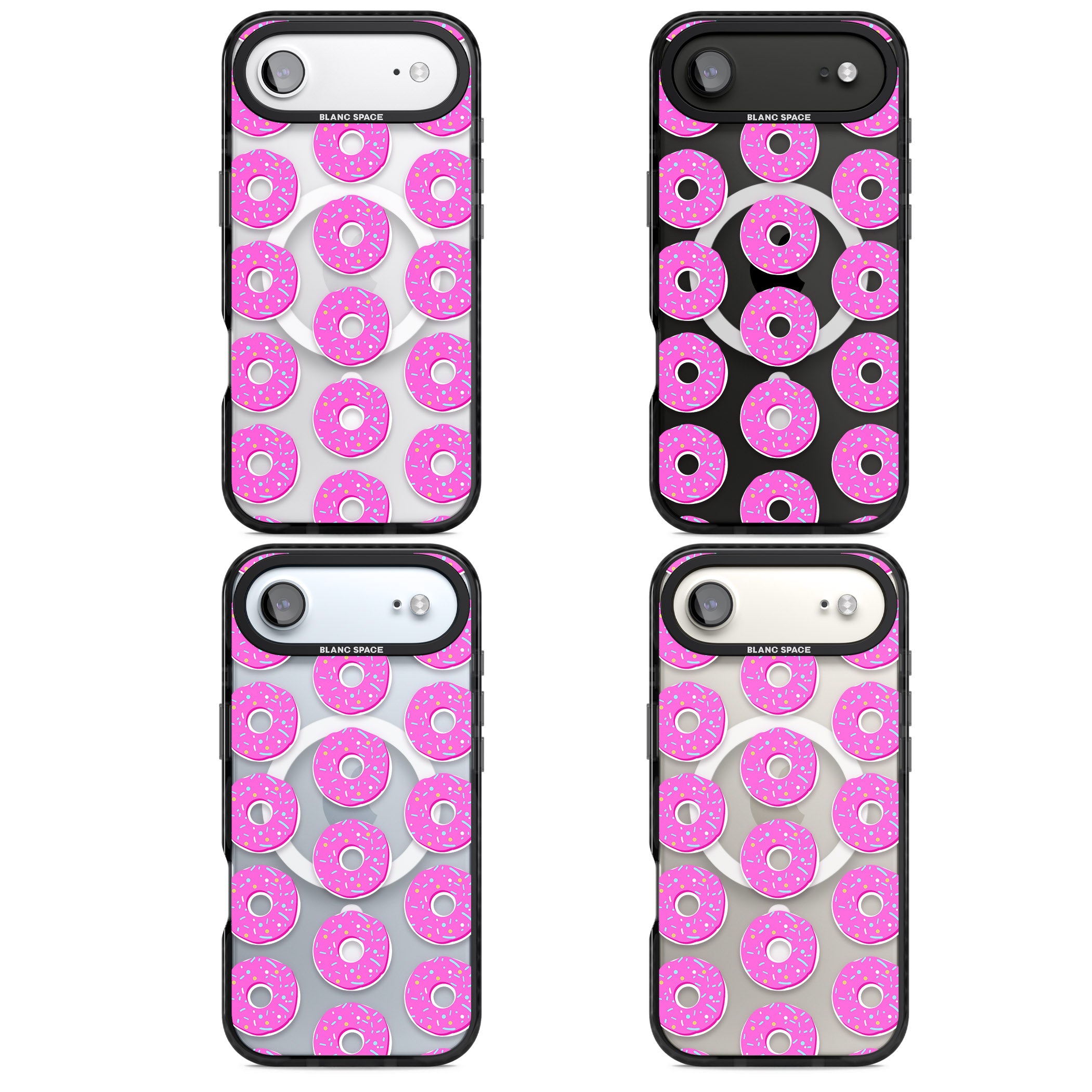 Pink Donut Pattern iPhone 17 Air Impact Pro Black Phone Case APT Impact Protection