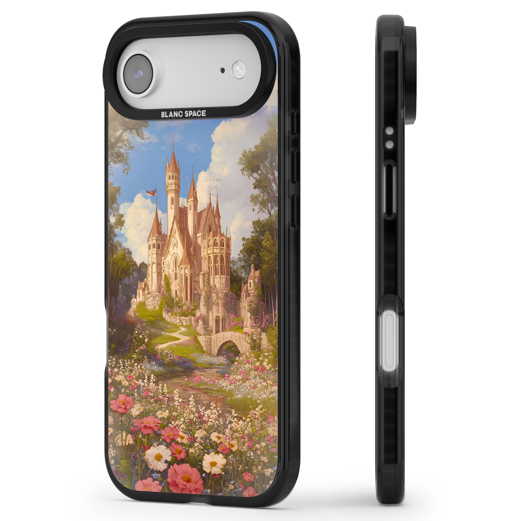 Castle Flower Fields iPhone 17 Air Impact Pro Black Phone Case Side Profile