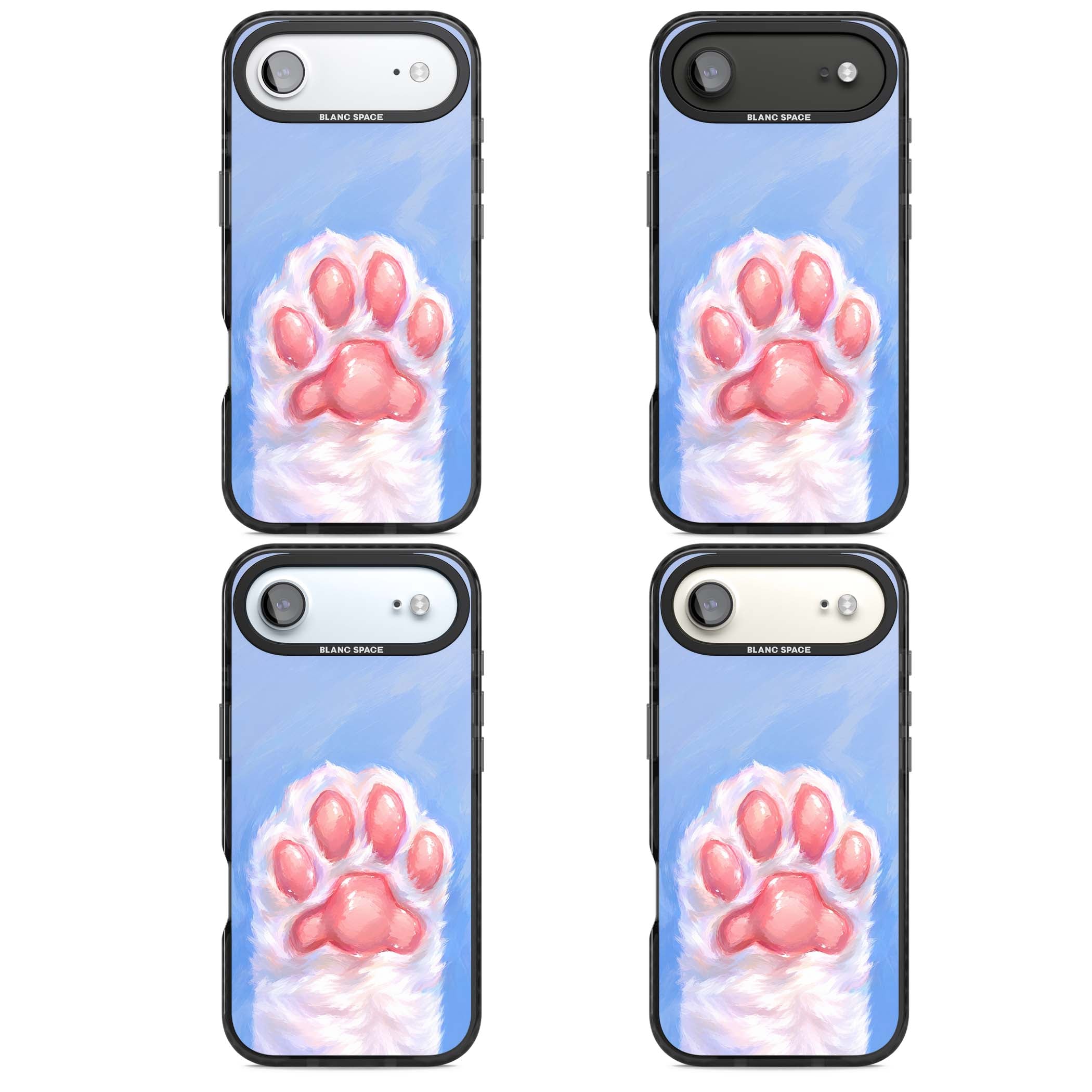Soft White Paw cute iPhone case | Black Impact Magsafe case for iPhone Air