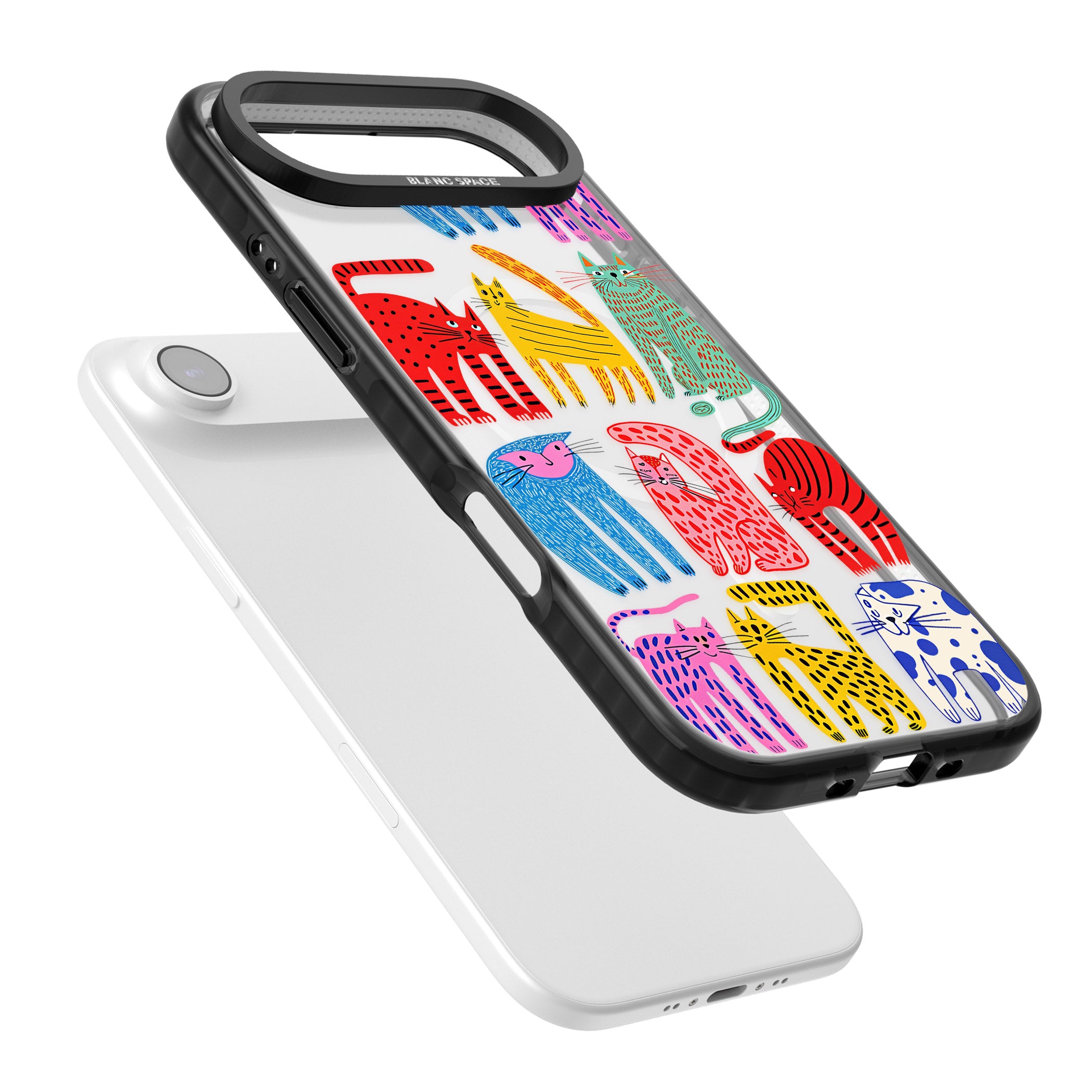 Abstract Colourful Cats iPhone 17 Air Impact Pro Black Phone Case Colours