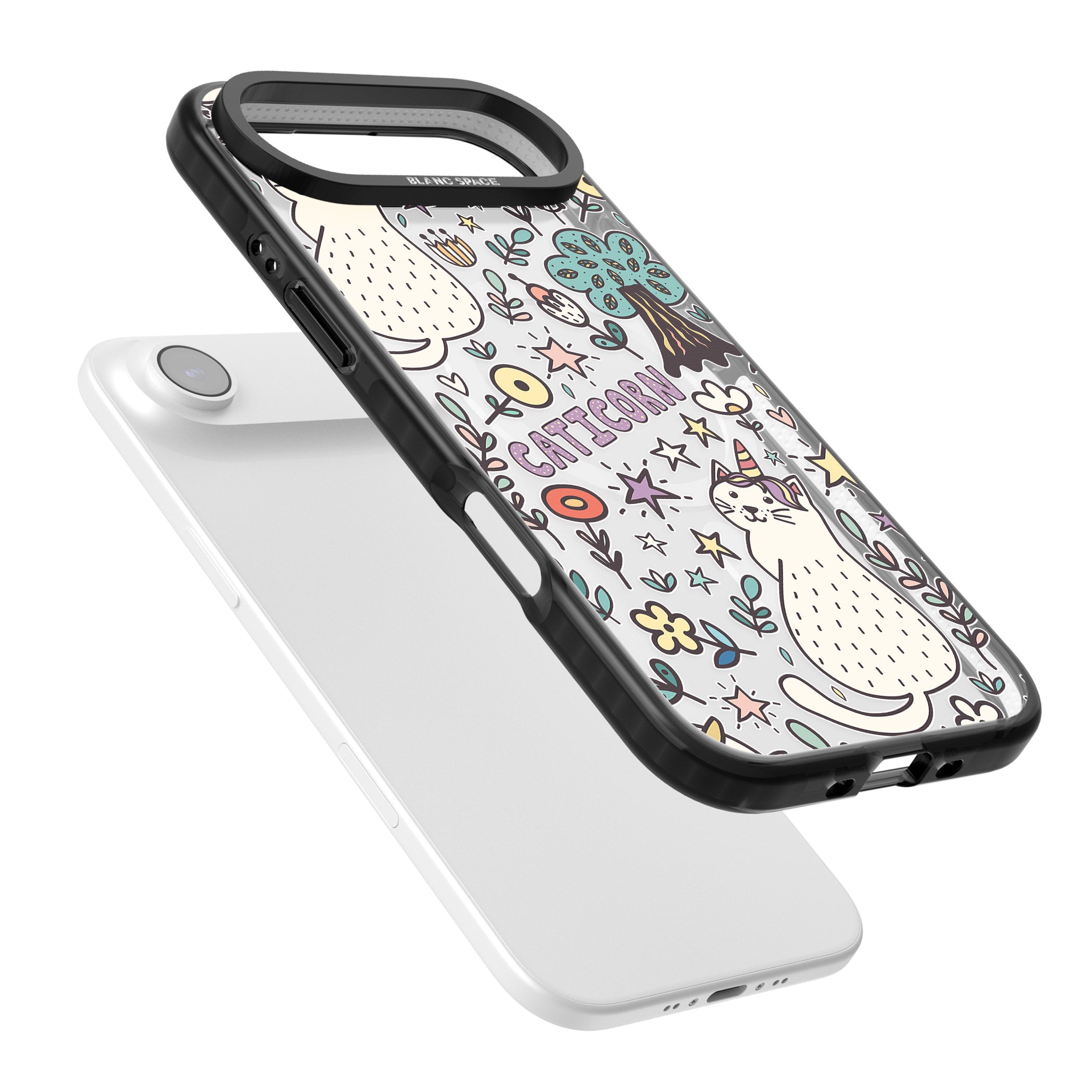 Caticorn Pattern iPhone 17 Air Impact Pro Black Phone Case Colours