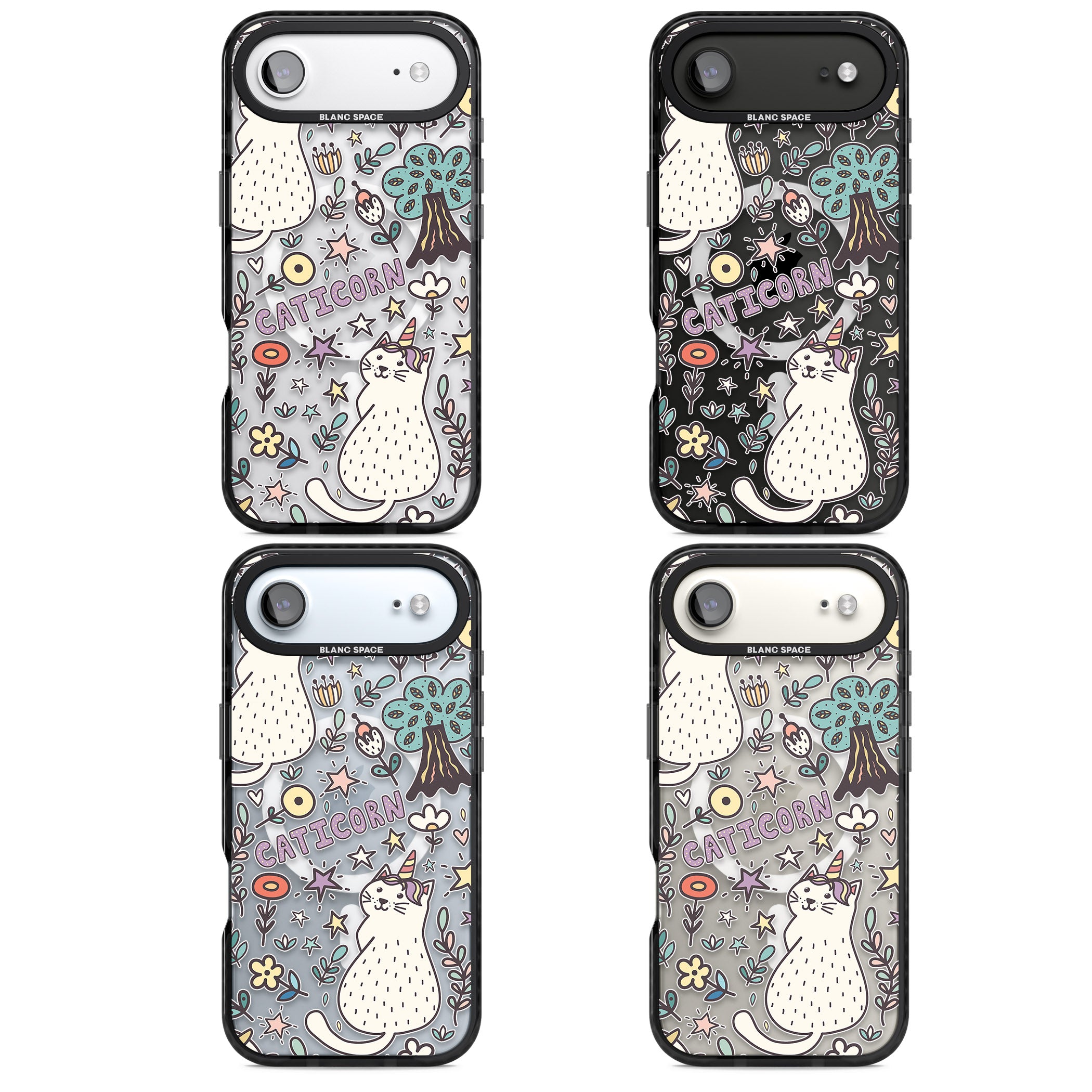 Caticorn Pattern iPhone 17 Air Impact Pro Black Phone Case APT Impact Protection