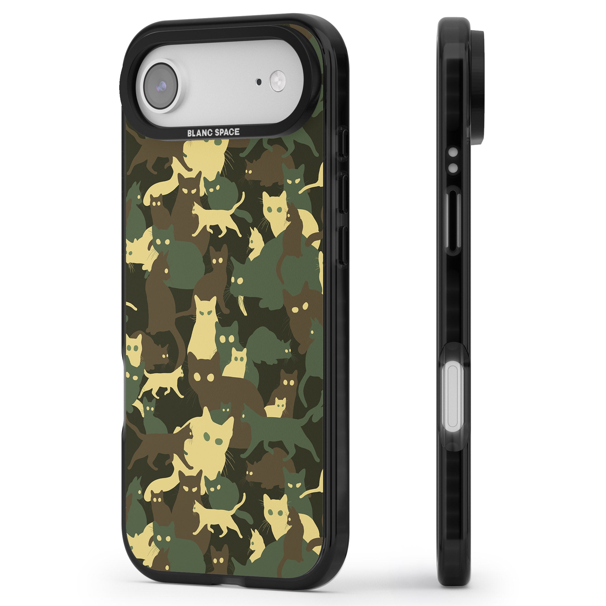 Forest Cat Camo iPhone 17 Air Impact Pro Black Phone Case Side Profile