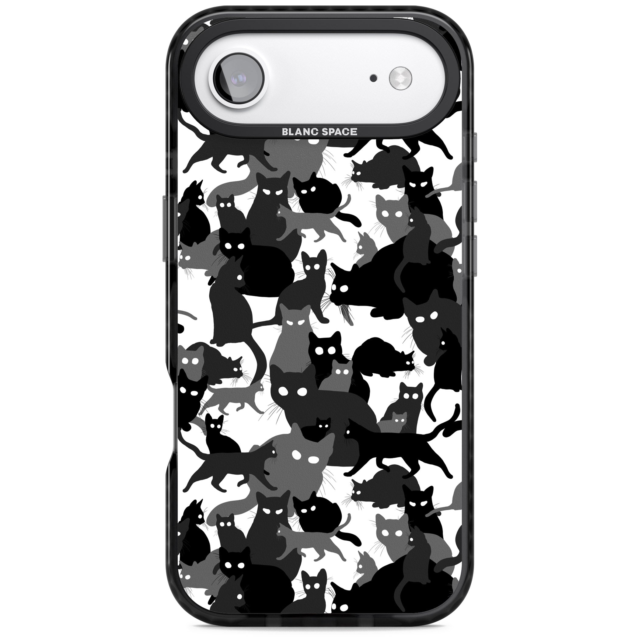 Black & White Cat Camouflage iPhone 17 Air Impact Pro Black Phone Case