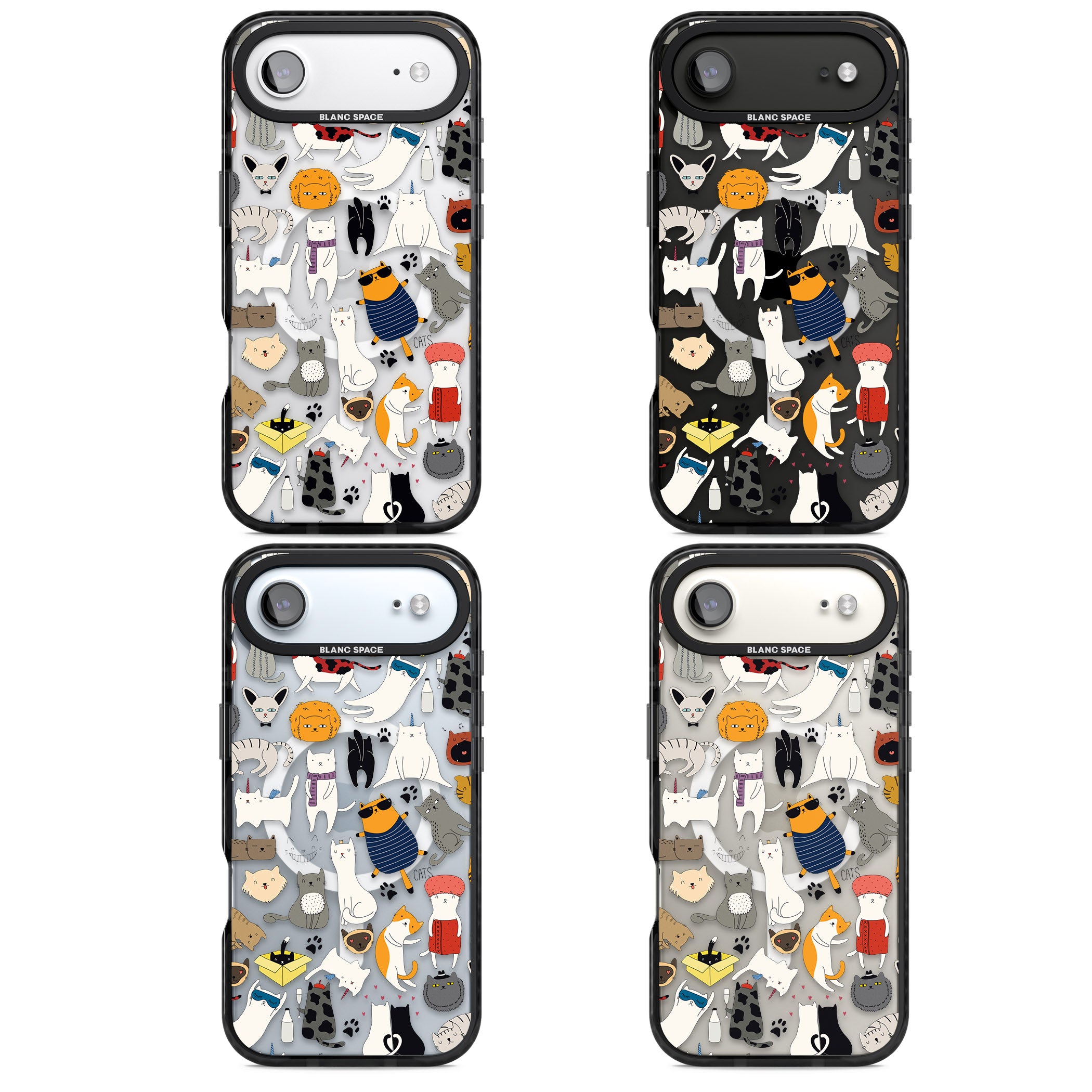 Cartoon Cat Collage iPhone 17 Air Impact Pro Black Phone Case APT Impact Protection
