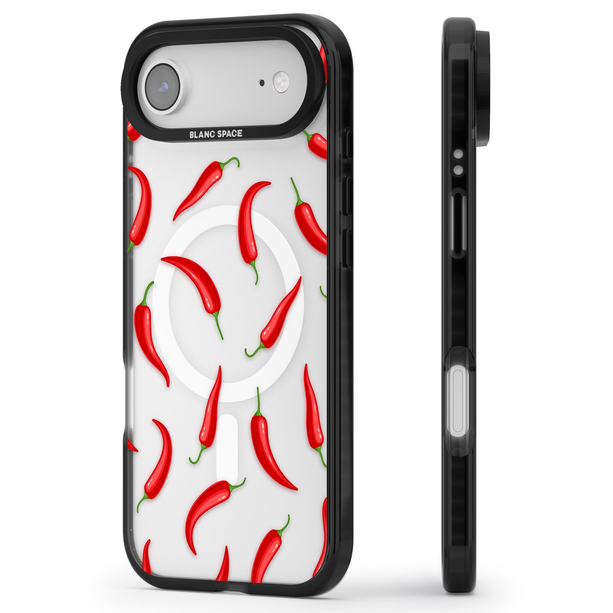 Chilli Pattern iPhone 17 Air Impact Pro Black Phone Case Side Profile