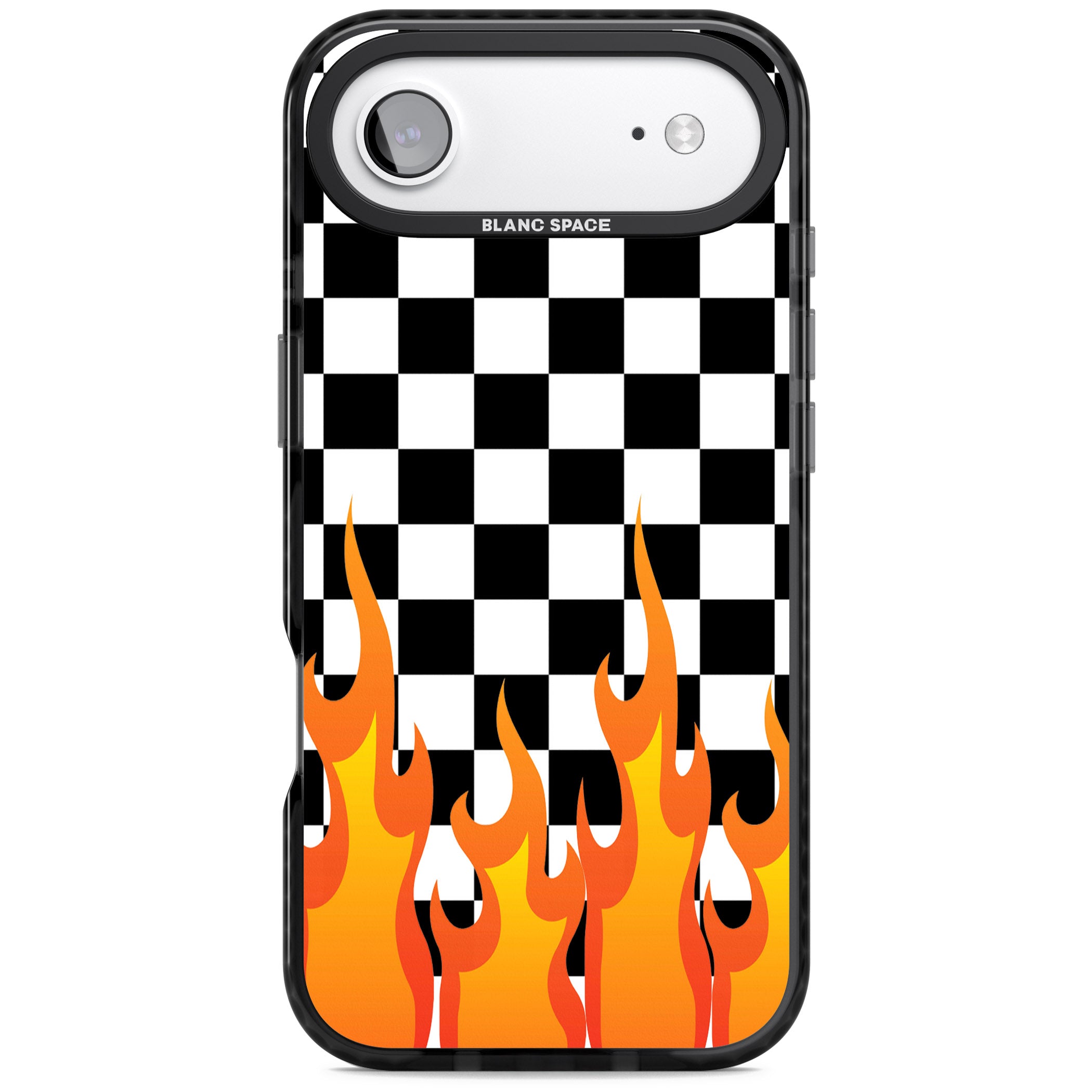 Checkered Fire iPhone 17 Air Impact Pro Black Phone Case