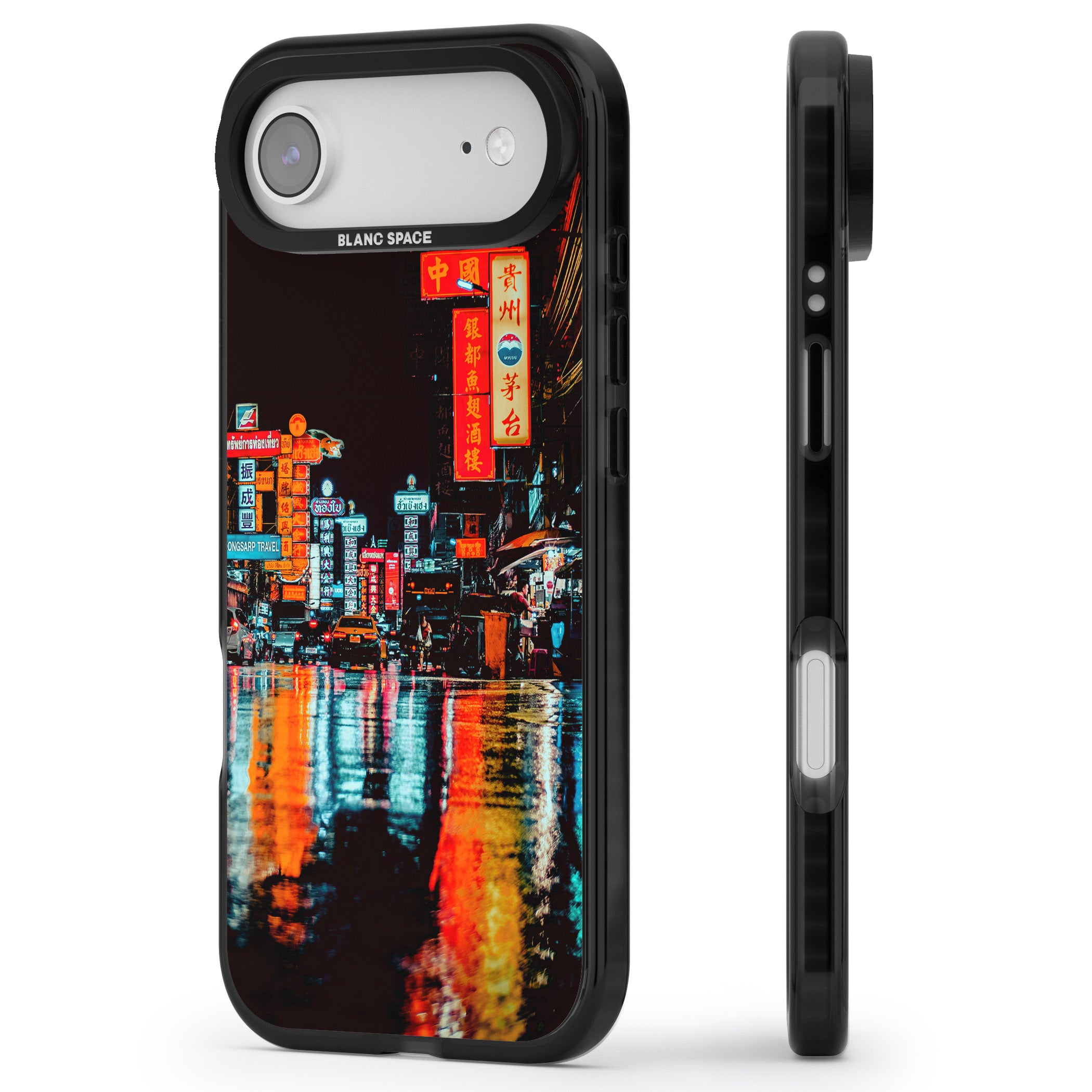 Neon City iPhone 17 Air Impact Pro Black Phone Case Side Profile