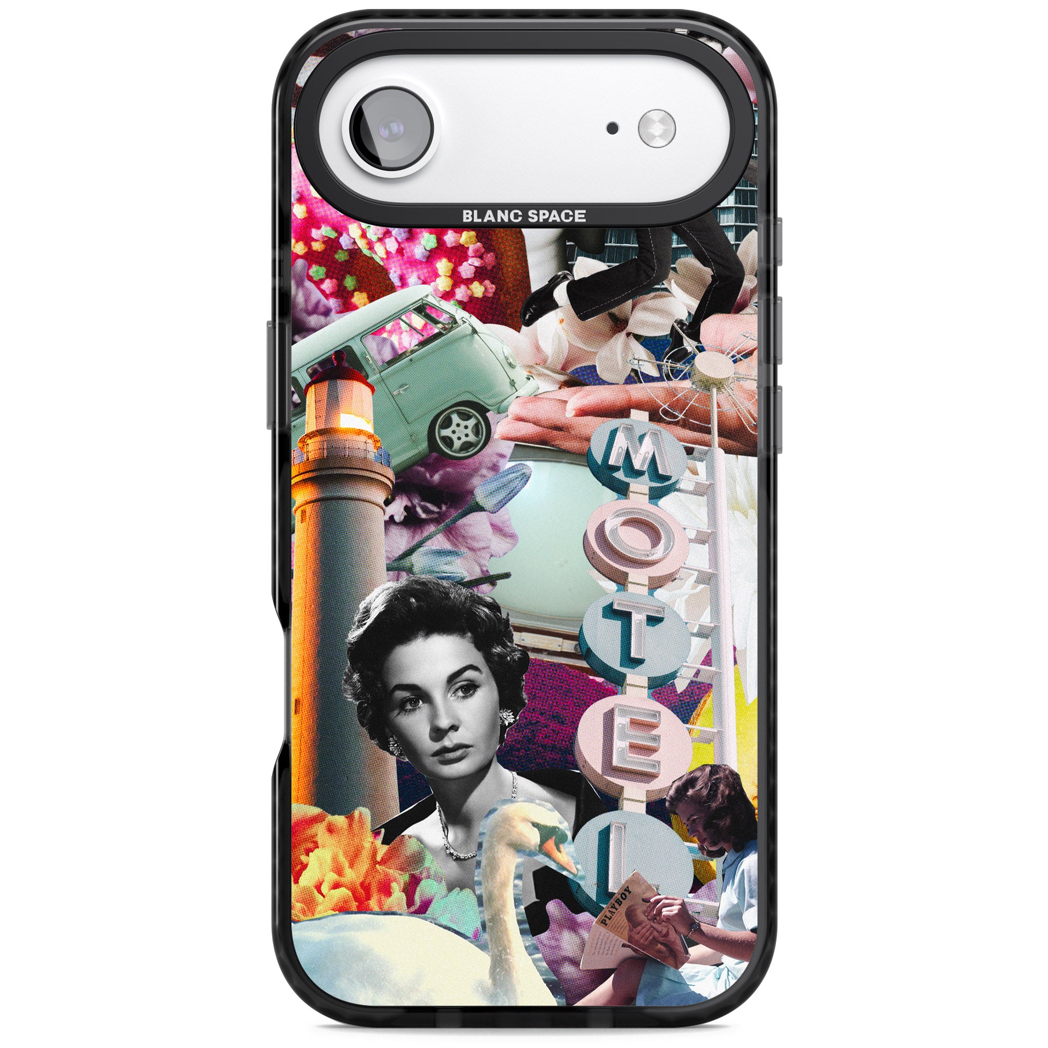 Retro Motel Collage iPhone 17 Air Impact Pro Black Phone Case