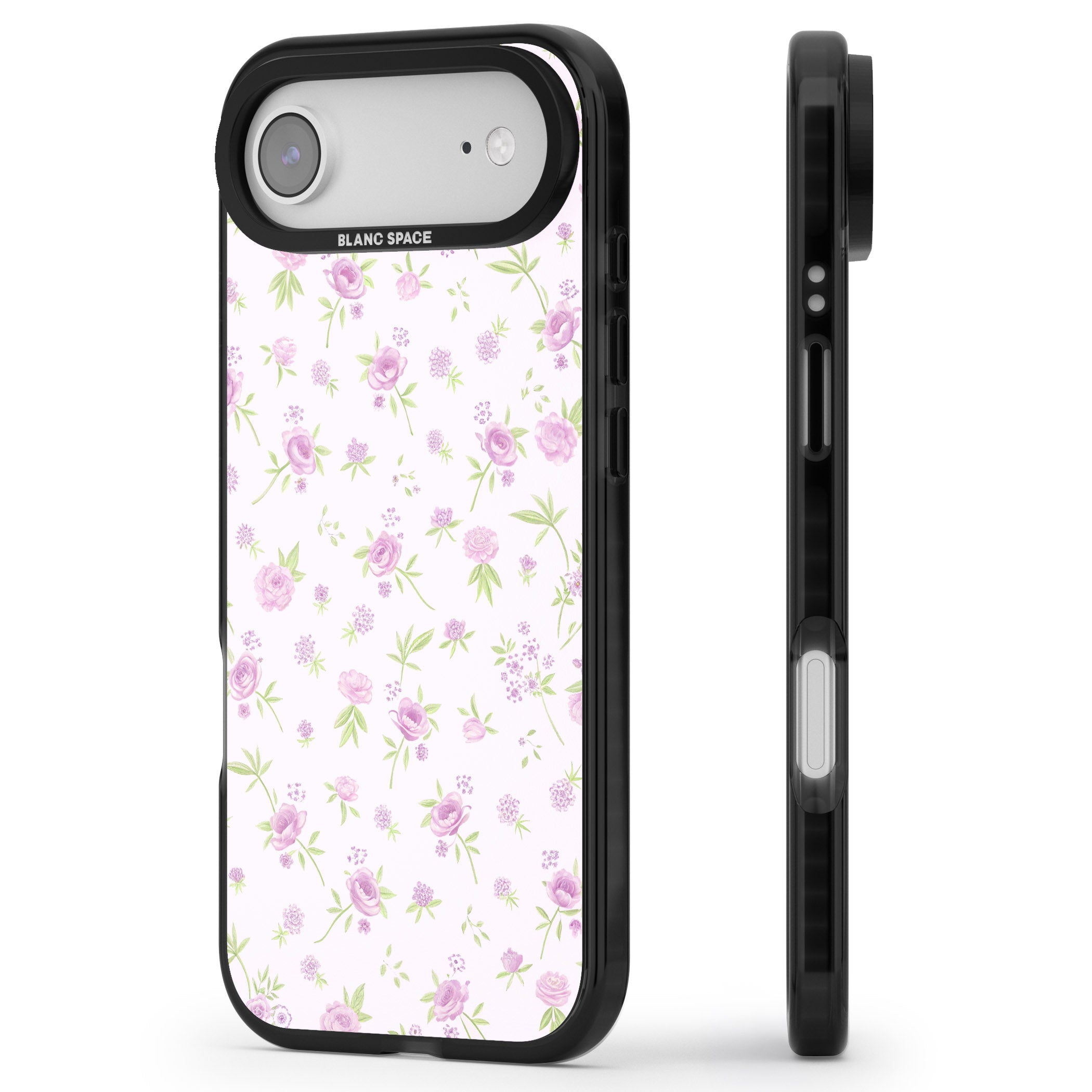 Pink Peonies iPhone 17 Air Impact Pro Black Phone Case Side Profile