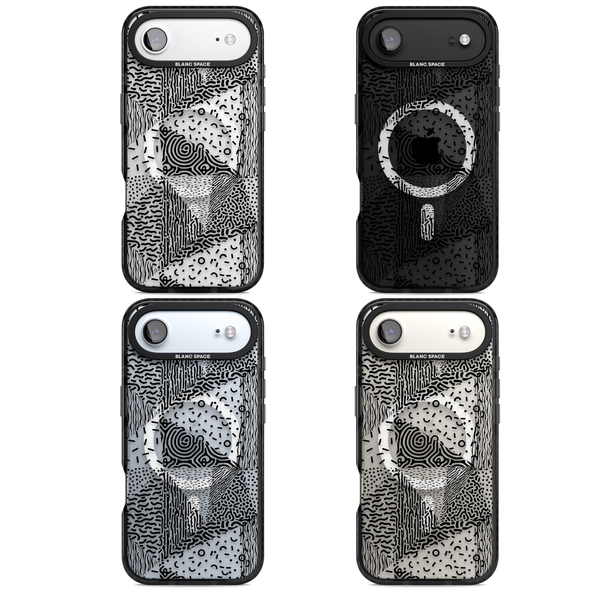 Monochrome Pattern iPhone 17 Air Impact Pro Black Phone Case APT Impact Protection