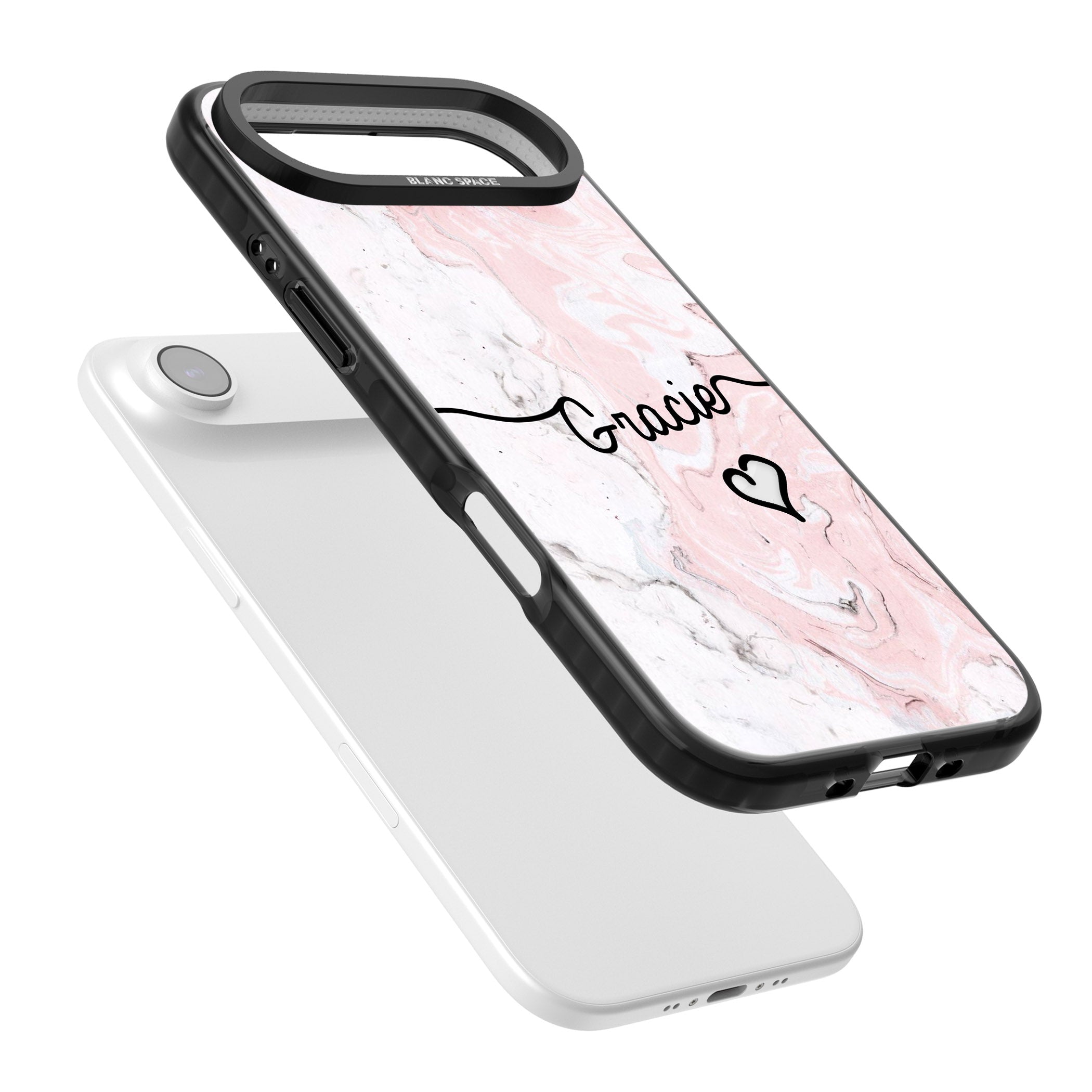 Personalised Pink Marble iPhone 17 Air Impact Pro Black Phone Case Colours