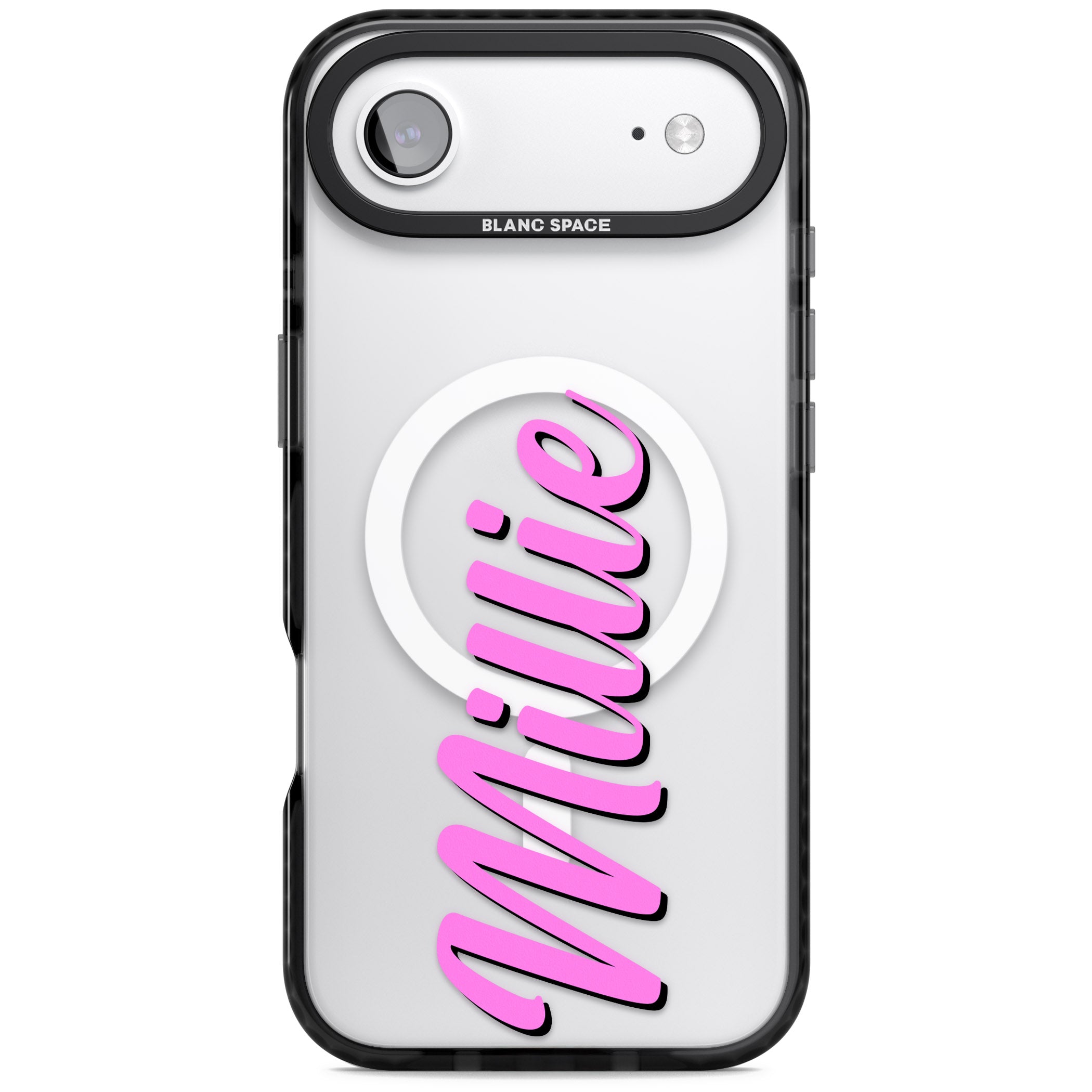 Personalised Cute Vertical Name iPhone 17 Air Impact Pro Black Phone Case