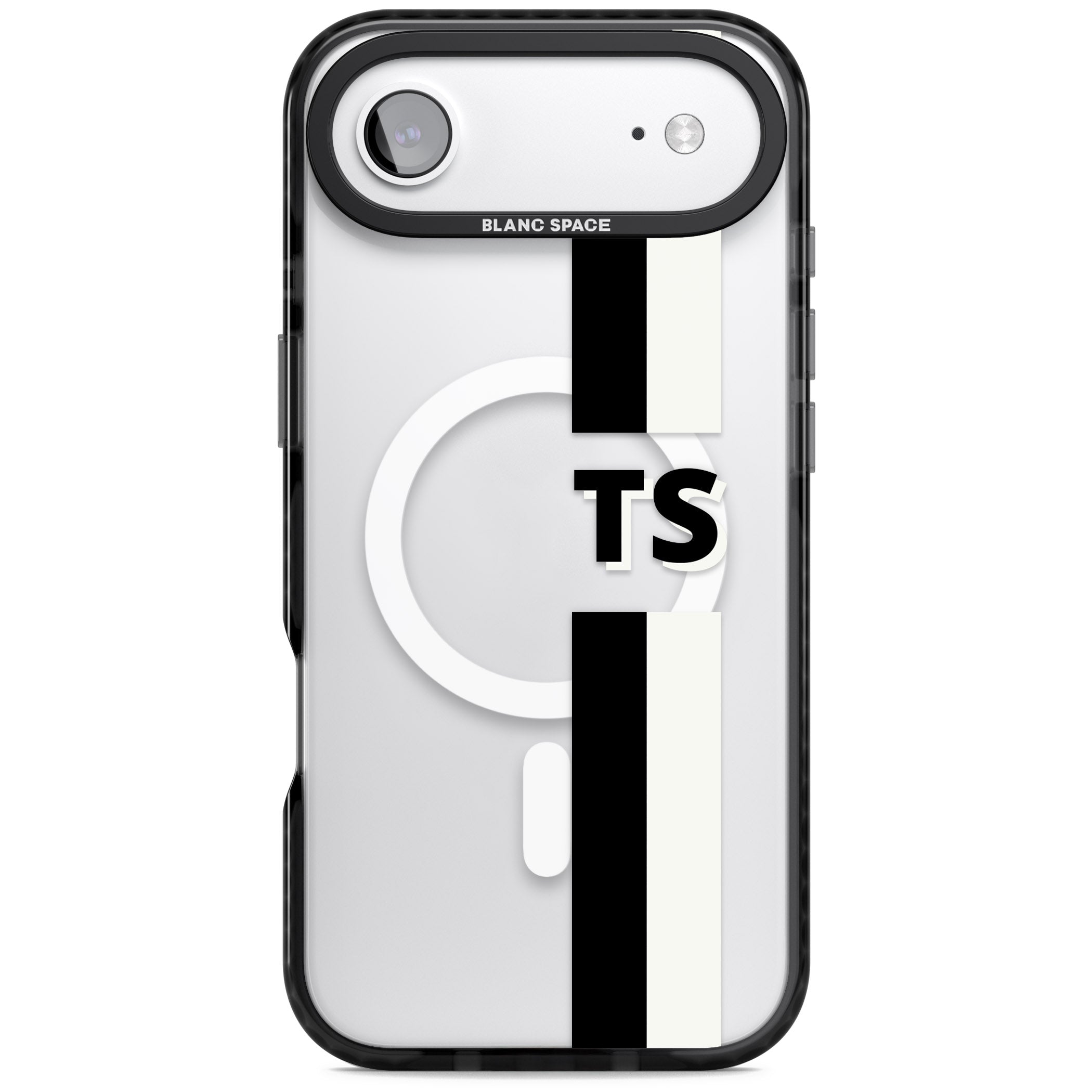 Personalised Black And White Stripe iPhone 17 Air Impact Pro Black Phone Case