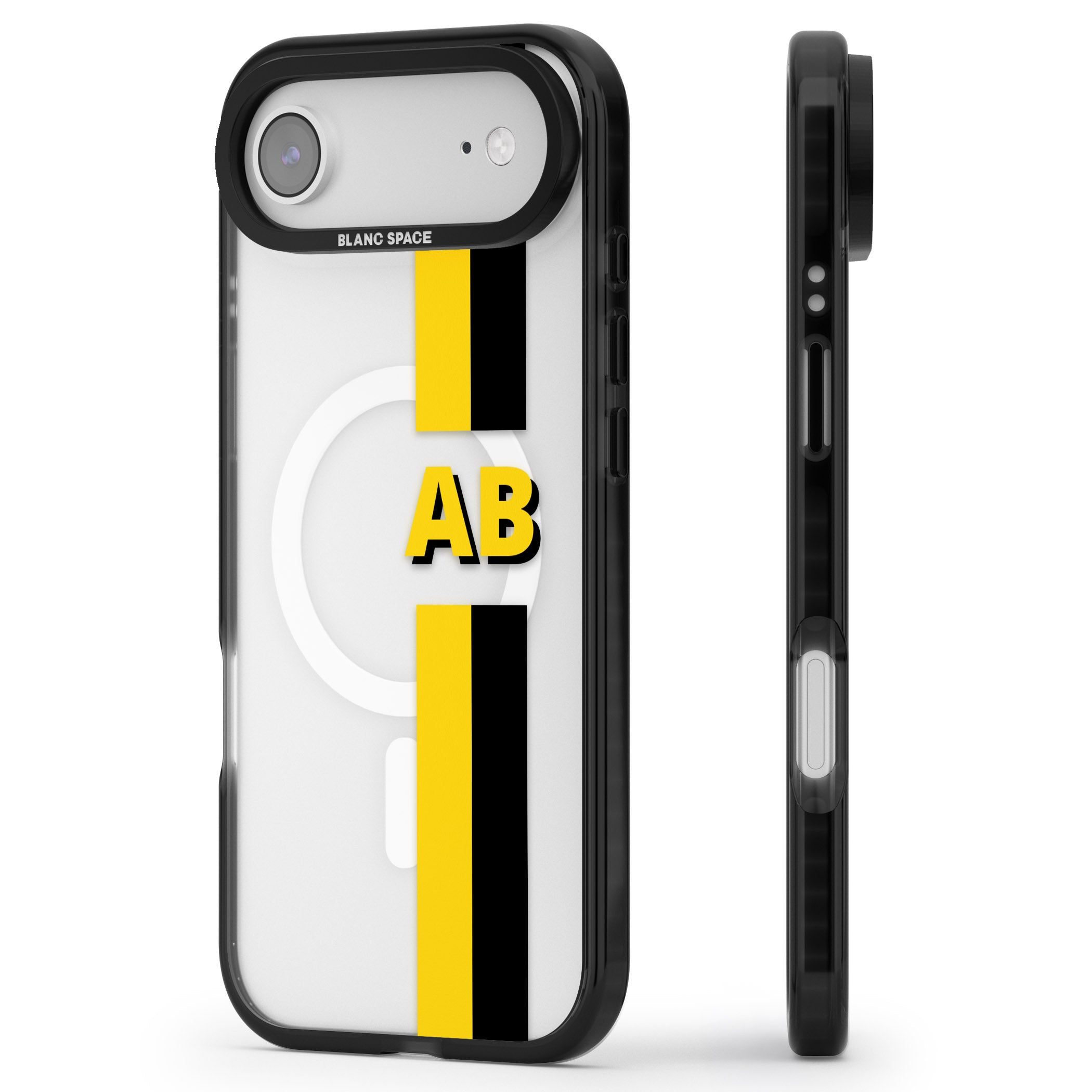 Personalised Bold Name Striped iPhone 17 Air Impact Pro Black Phone Case Side Profile