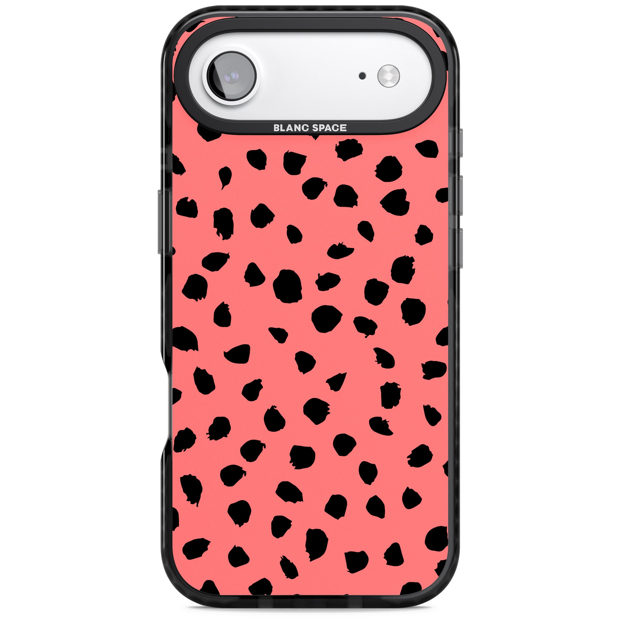 Black Dalmatian Spots On Coral iPhone 17 Air Impact Pro Black Phone Case