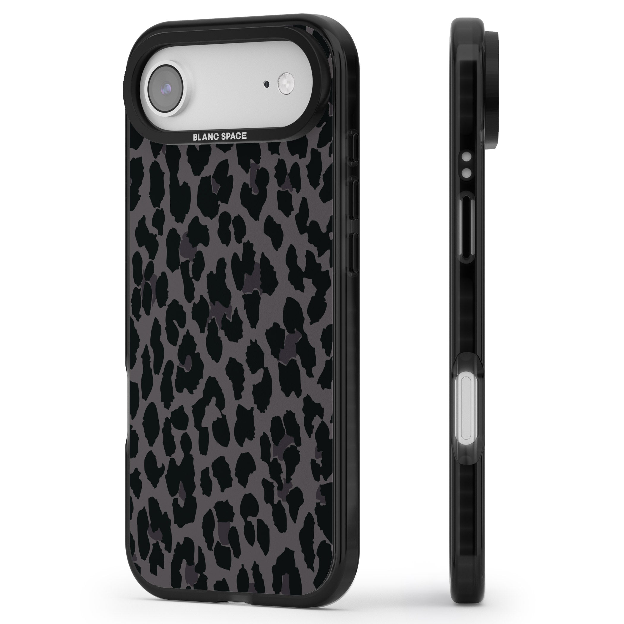 Dark Leopard Print iPhone 17 Air Impact Pro Black Phone Case Side Profile