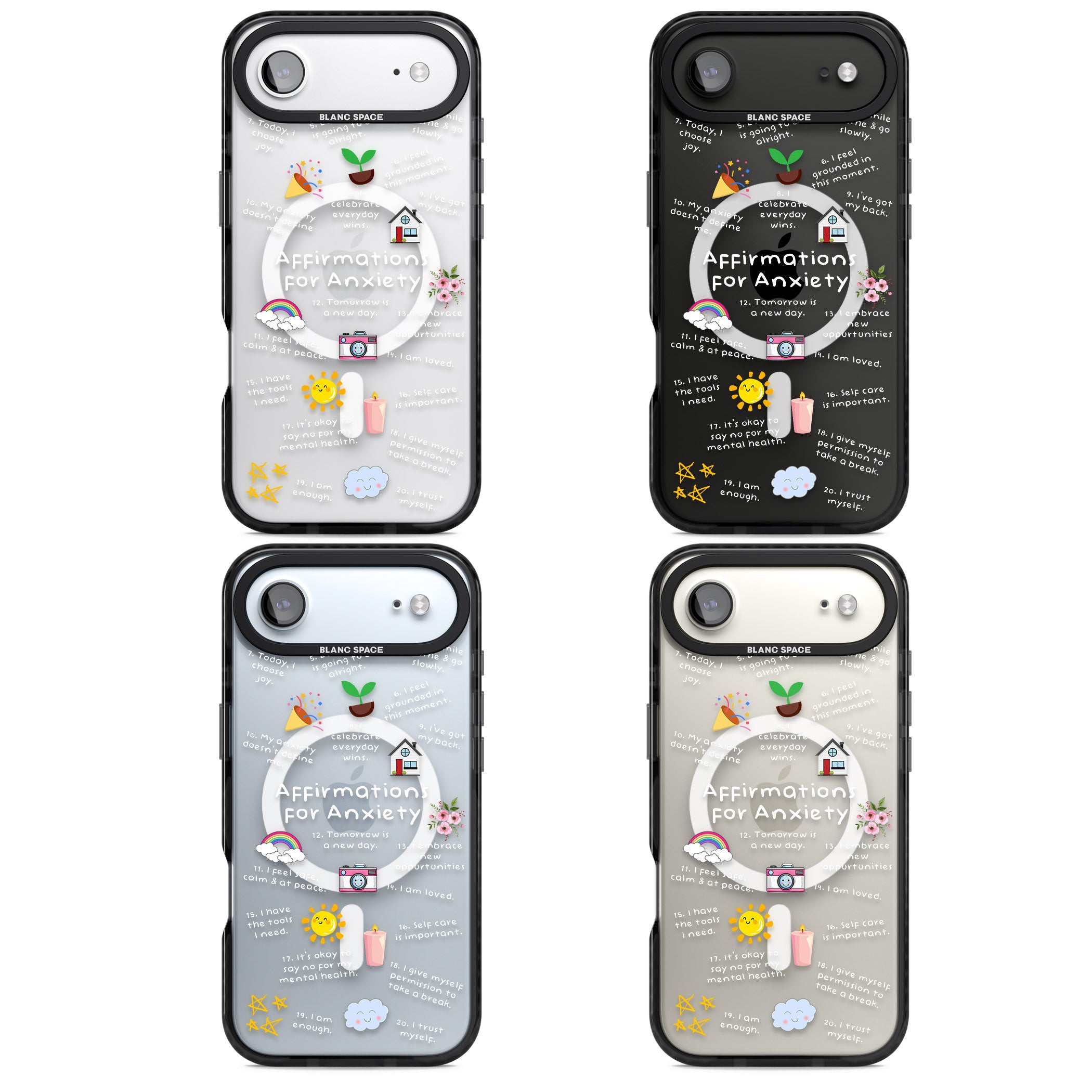 Anxiety White Text iPhone 17 Air Impact Pro Black Phone Case APT Impact Protection