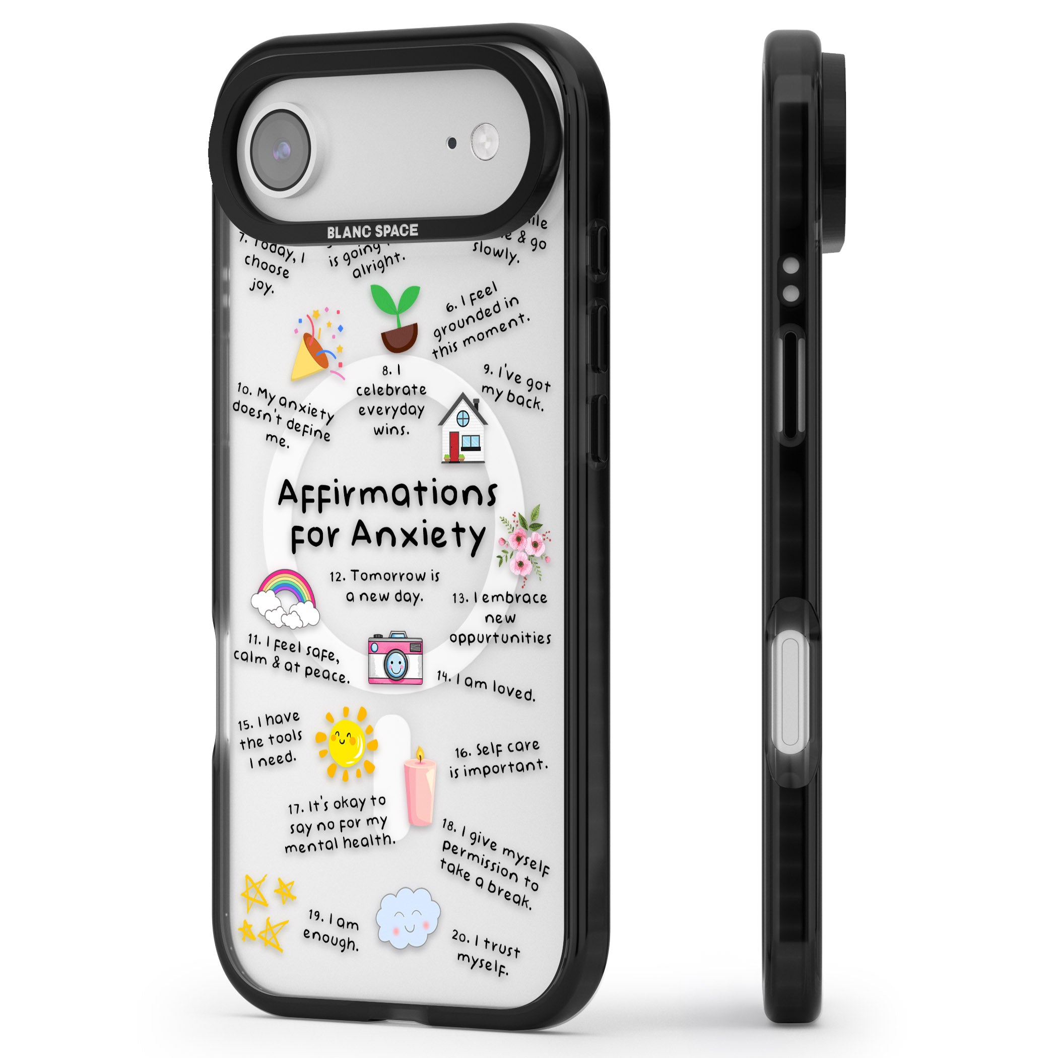 Anxiety Black Text iPhone 17 Air Impact Pro Black Phone Case Side Profile