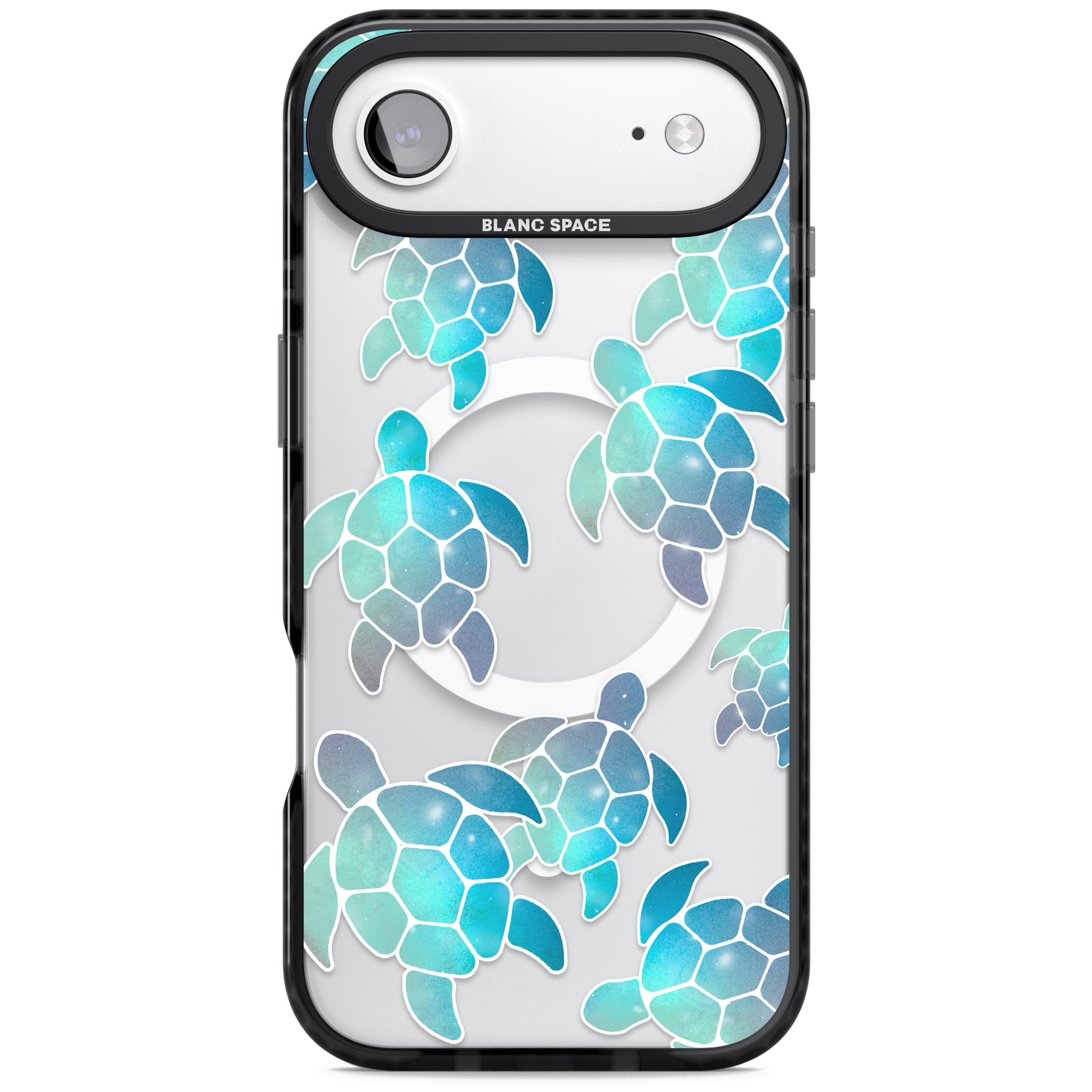 Aqua Space Turtles iPhone 17 Air Impact Pro Black Phone Case